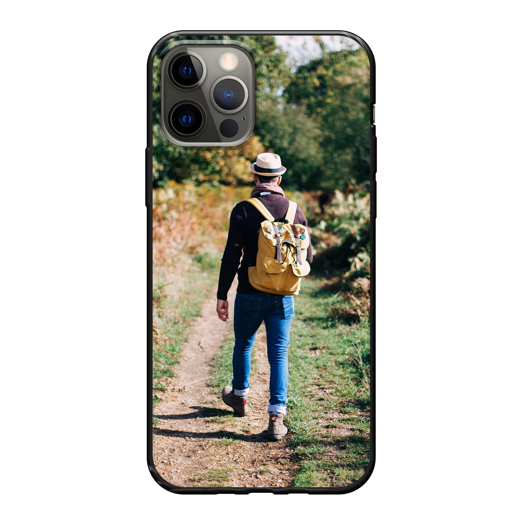 Apple iPhone 12 / iPhone 12 Pro Zachte hoes (achterkant bedrukt, zwart)