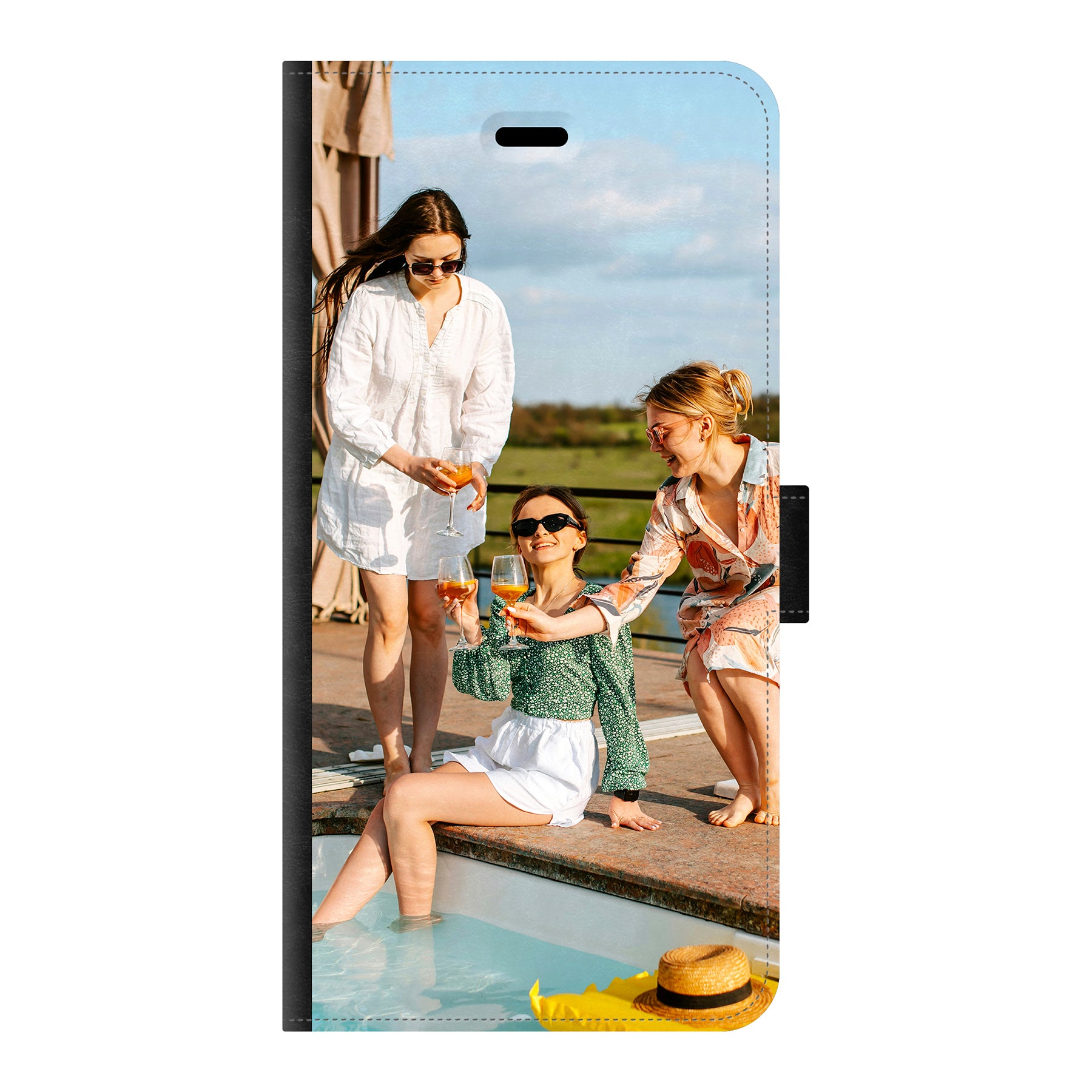 Apple iPhone 6 Plus / iPhone 6s plus Wallet case (voorzijde bedrukt, zwart)