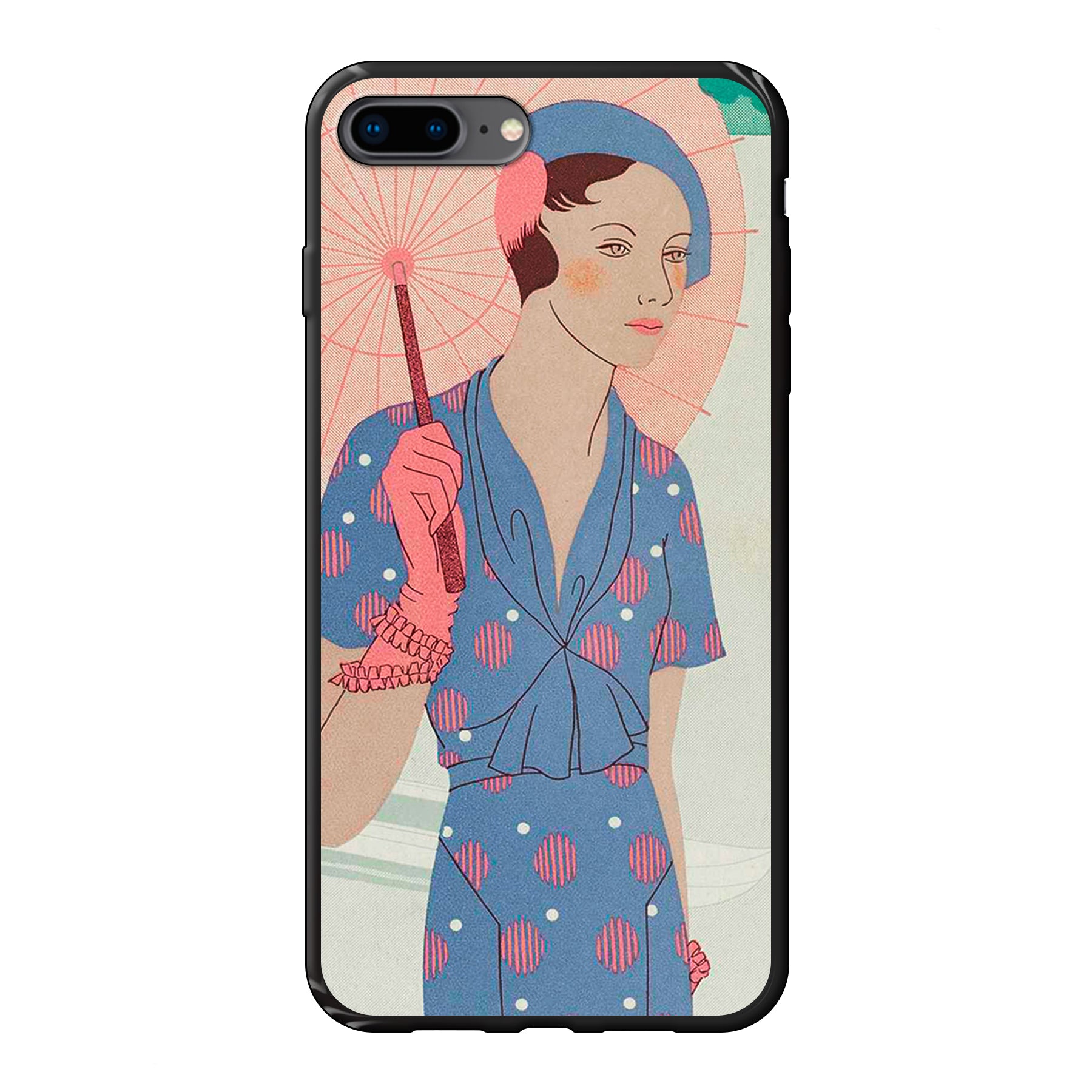Apple iPhone 7 Plus / 8 Plus Zachte hoes (achterkant bedrukt, zwart)