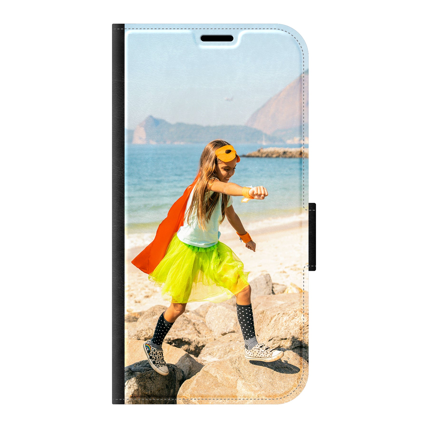 Apple iPhone 16 Pro Wallet hoesje (voorzijde bedrukt, zwart)