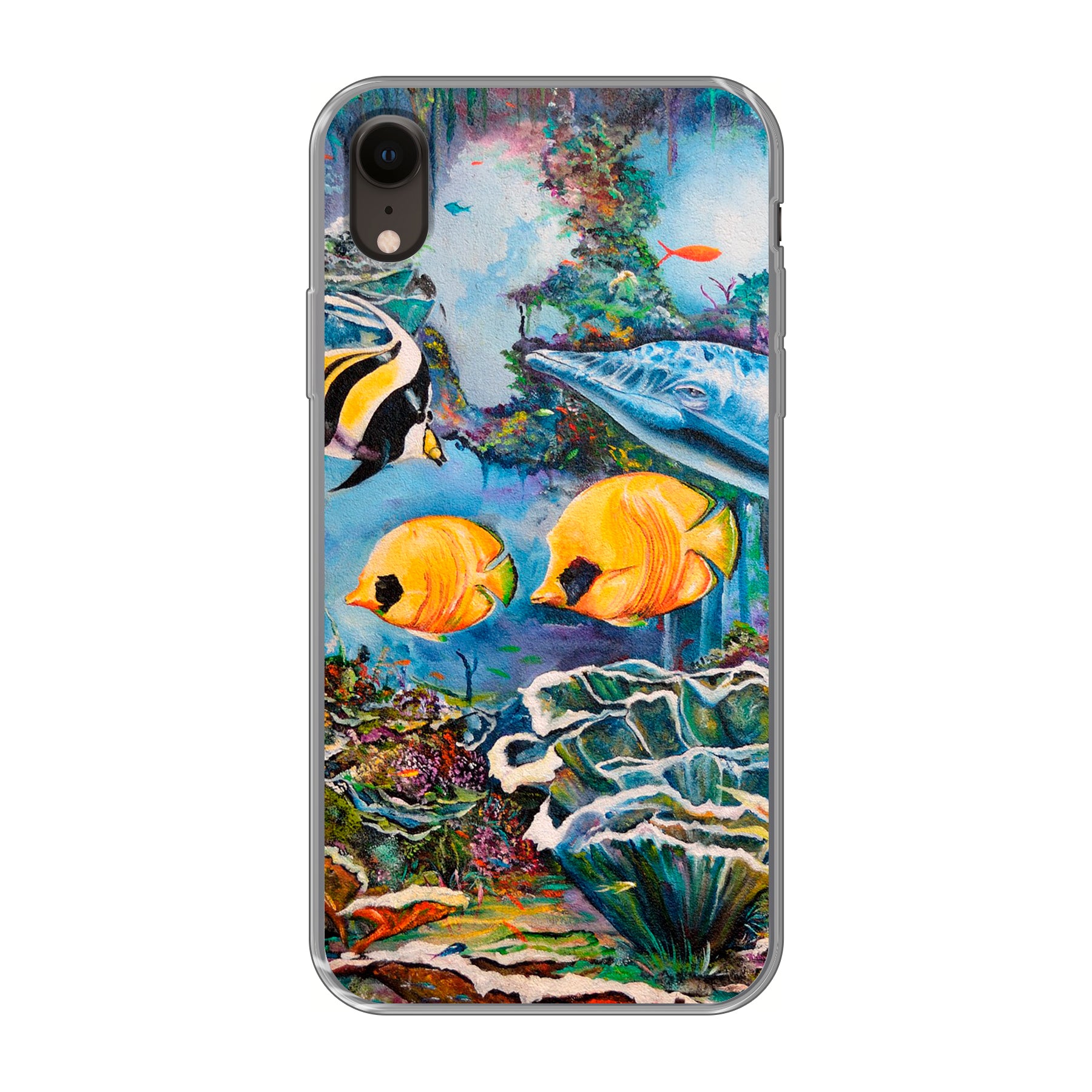 Apple iPhone Xr Zachte hoes (achterkant bedrukt, transparant)