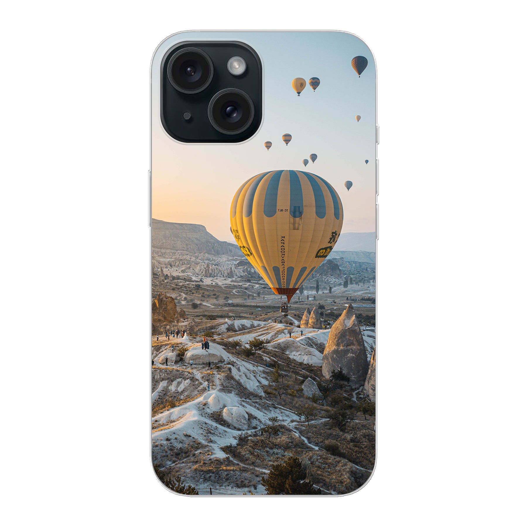 Apple iPhone 15 Zachte case (achterkant bedrukt, transparant)