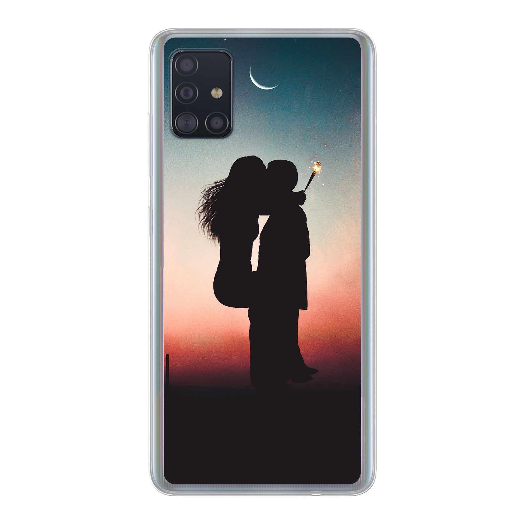 Samsung Galaxy A51 4G Zachte hoes (achterkant bedrukt, transparant)