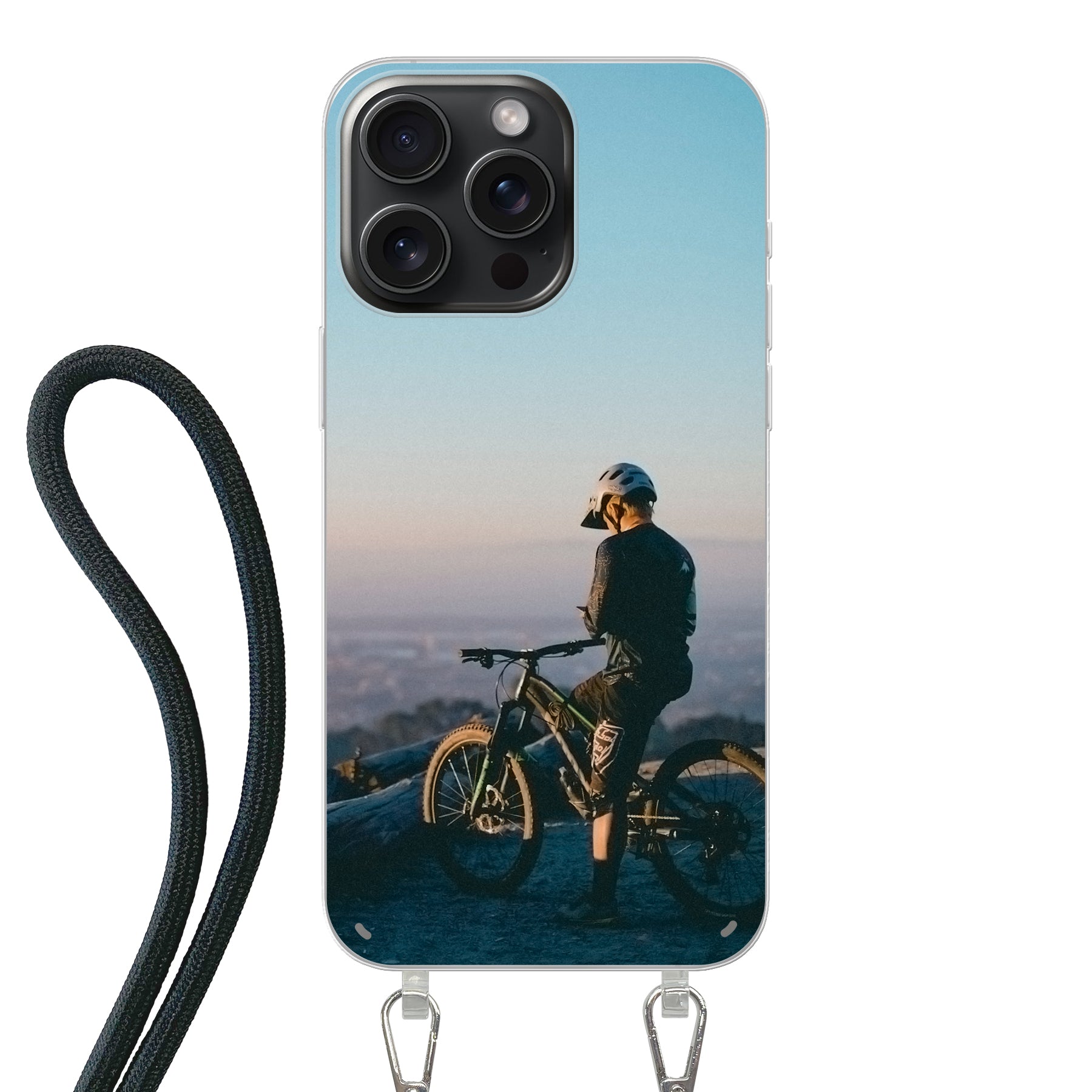 Apple iPhone 15 Pro Crossbody hoesje (achterkant bedrukt, transparant)