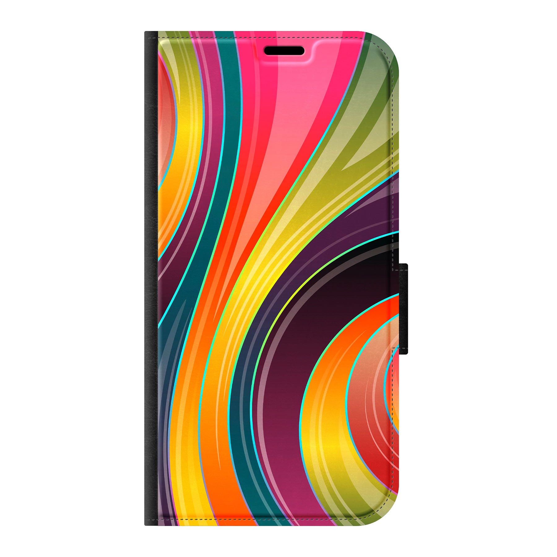 Apple iPhone 15 Pro Wallet hoesje (voorzijde bedrukt, zwart)