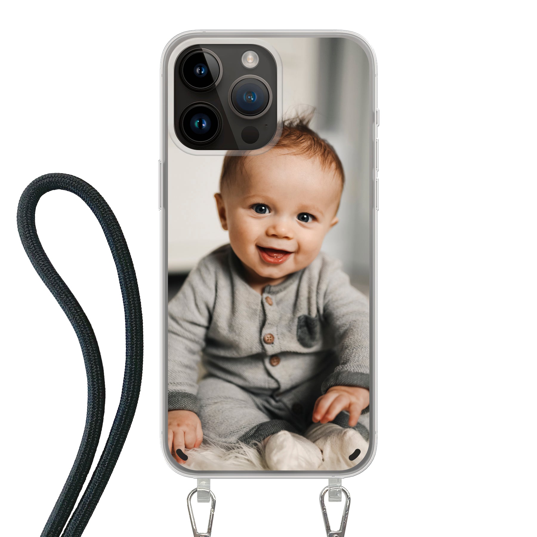 Apple iPhone 14 Pro Max Crossbody hoesje (achterkant bedrukt, transparant)