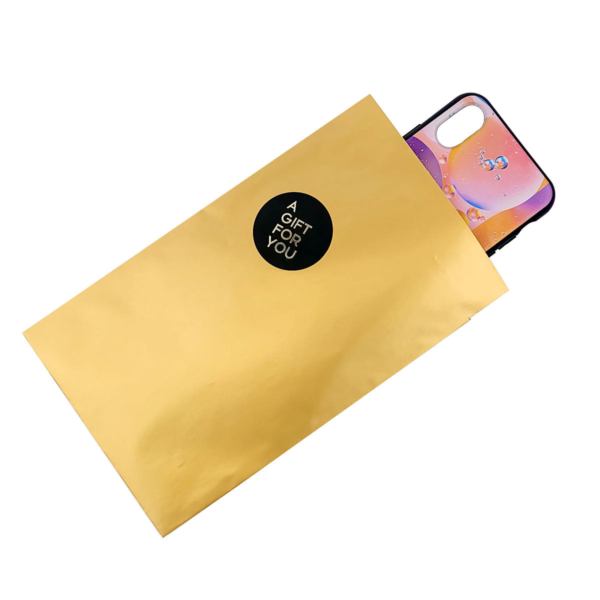 Cadeauverpakking telefoonhoesje goud