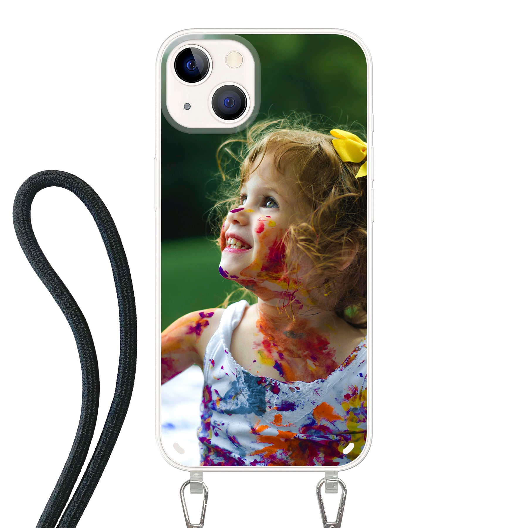 Apple iPhone 13 Crossbody hoesje (achterkant bedrukt, transparant)