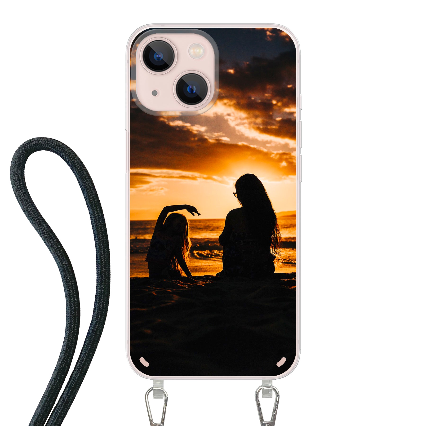 Apple iPhone 13 mini Crossbody hoesje (achterkant bedrukt, transparant)