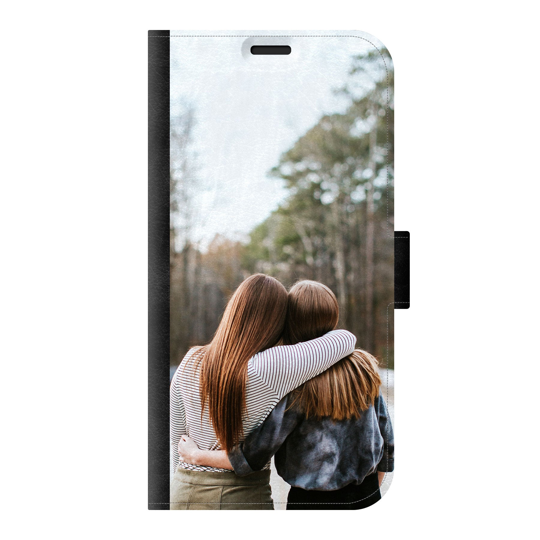 Samsung Galaxy S23 Wallet hoesje (voorzijde bedrukt, zwart)