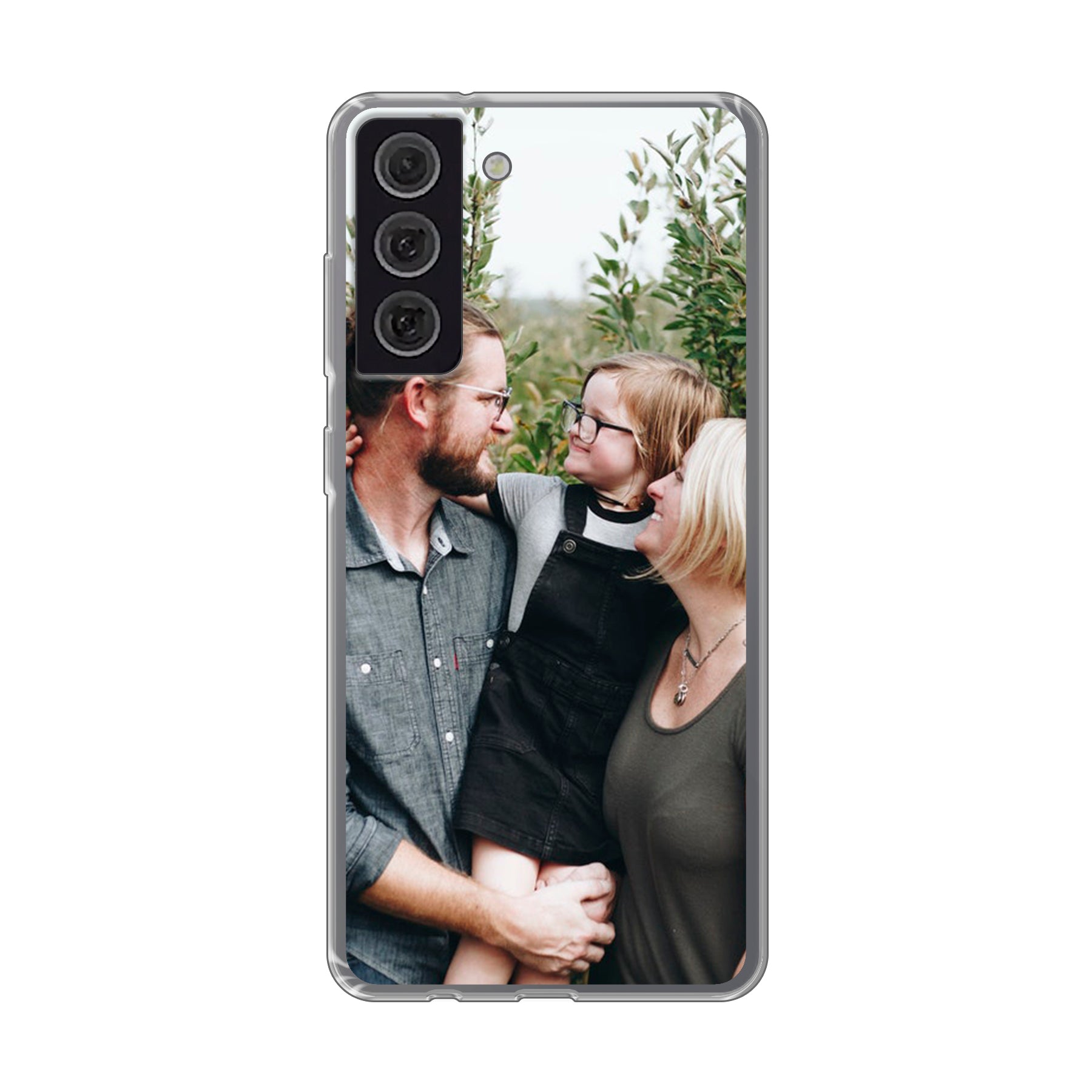 Samsung Galaxy S21 FE Zachte case (achterkant bedrukt, transparant)