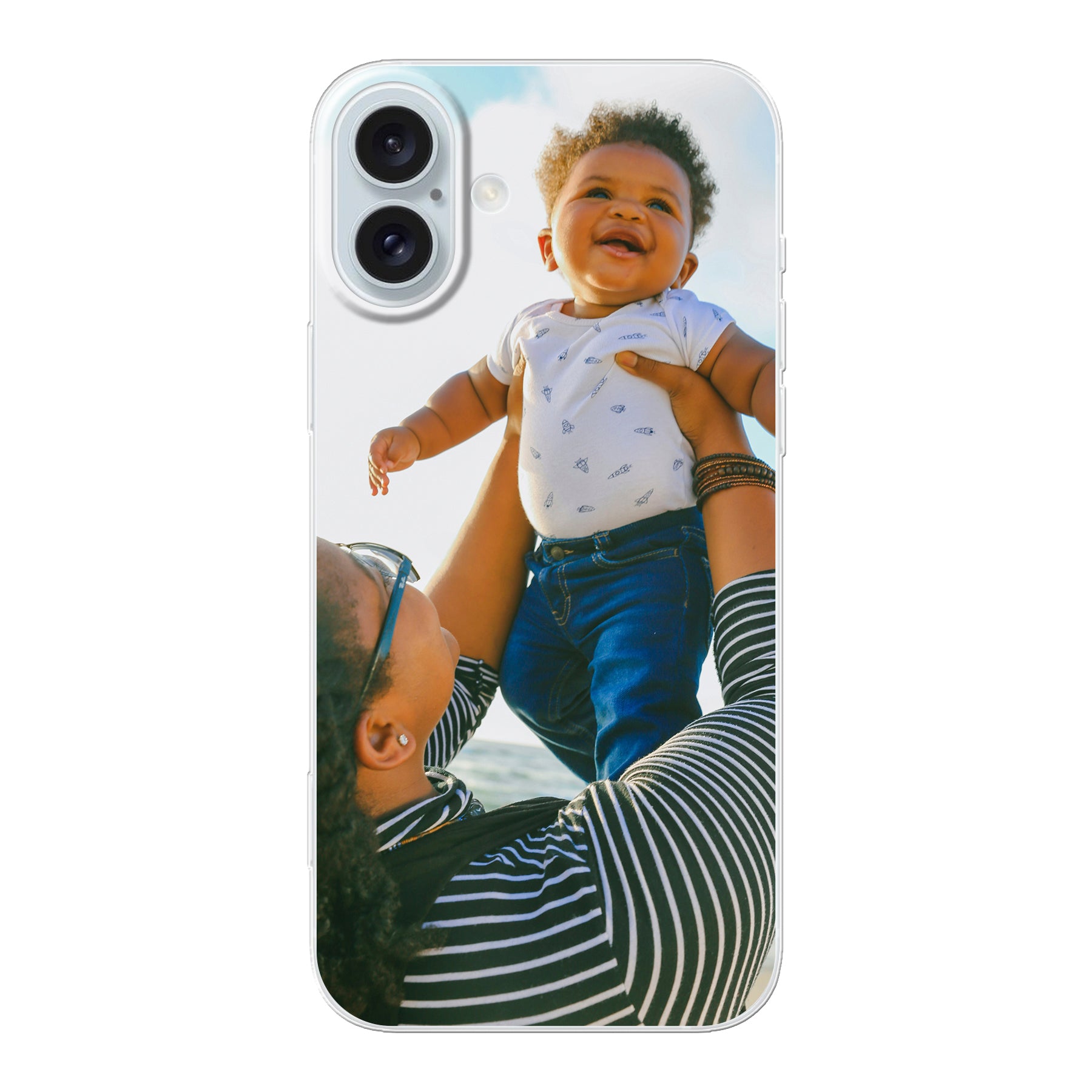 Apple iPhone 16 Plus Zachte hoes (achterkant bedrukt, transparant)