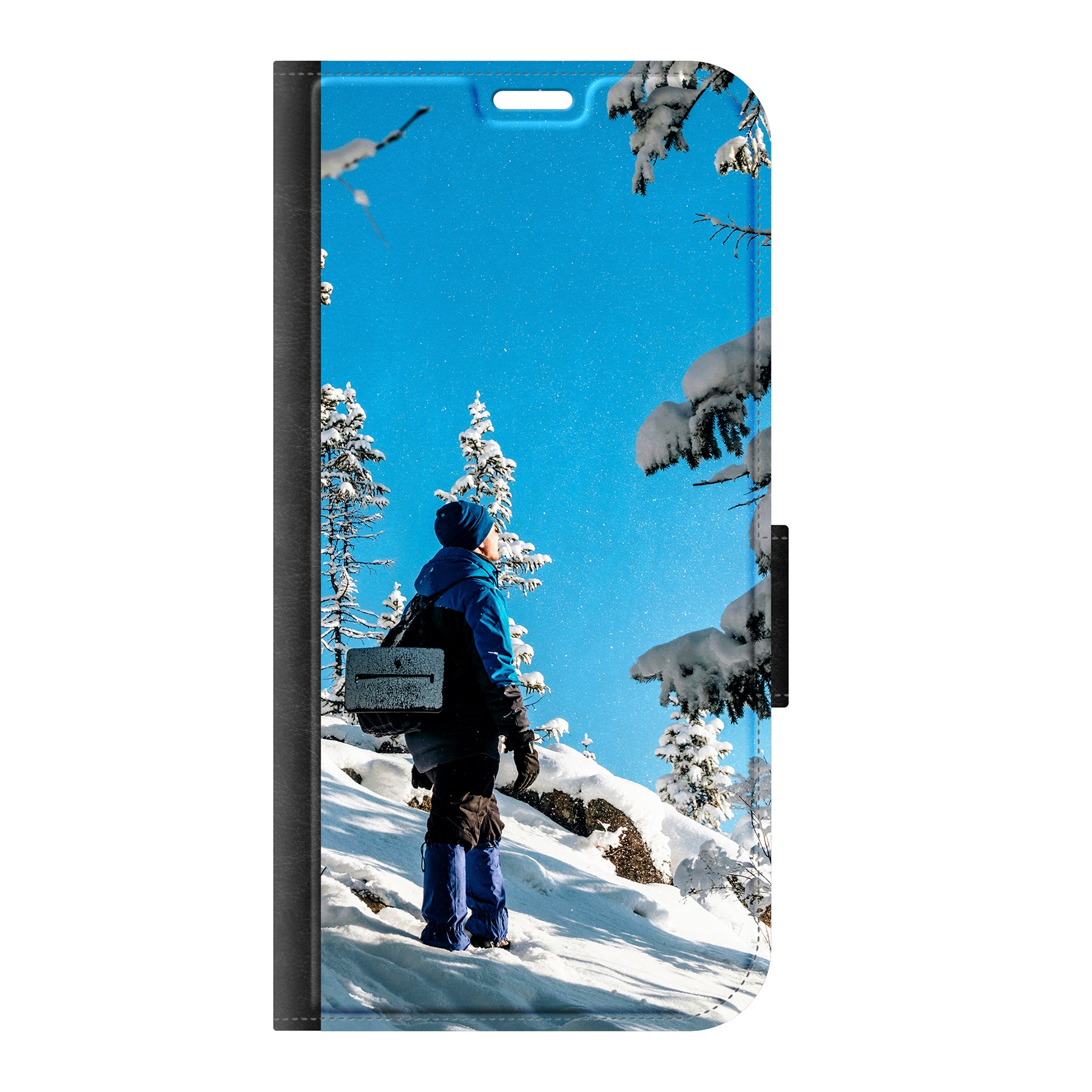 Samsung Galaxy S25 Wallet hoesje (voorzijde bedrukt, zwart)