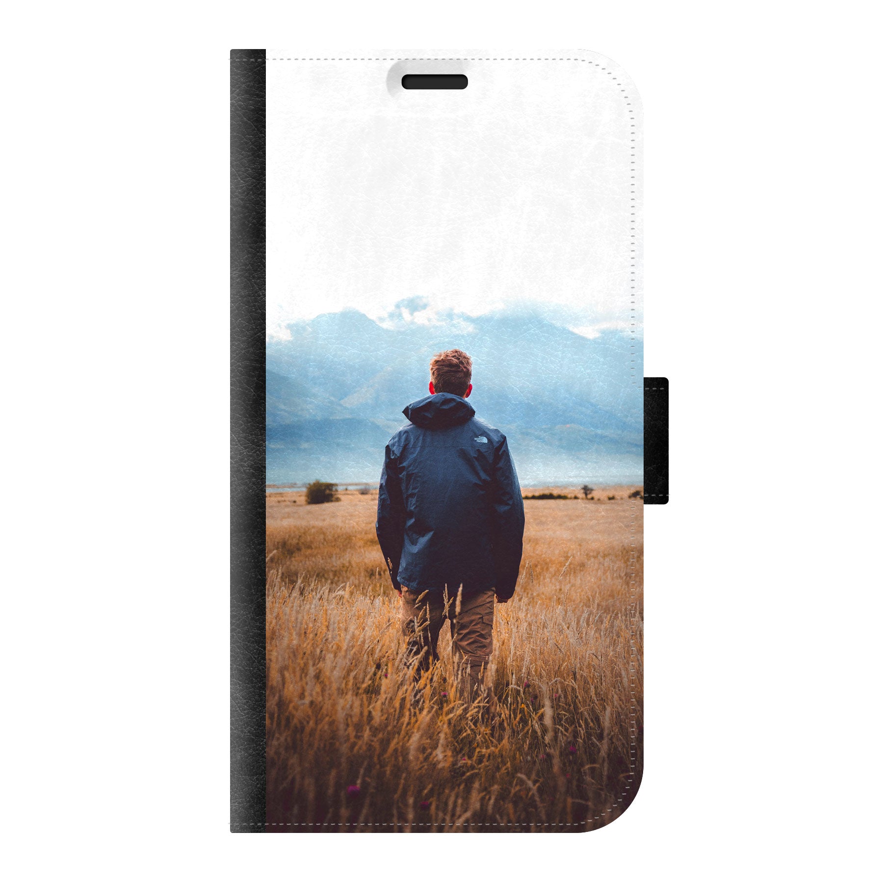 Apple iPhone Xr Wallet hoesje (voorzijde bedrukt, zwart)
