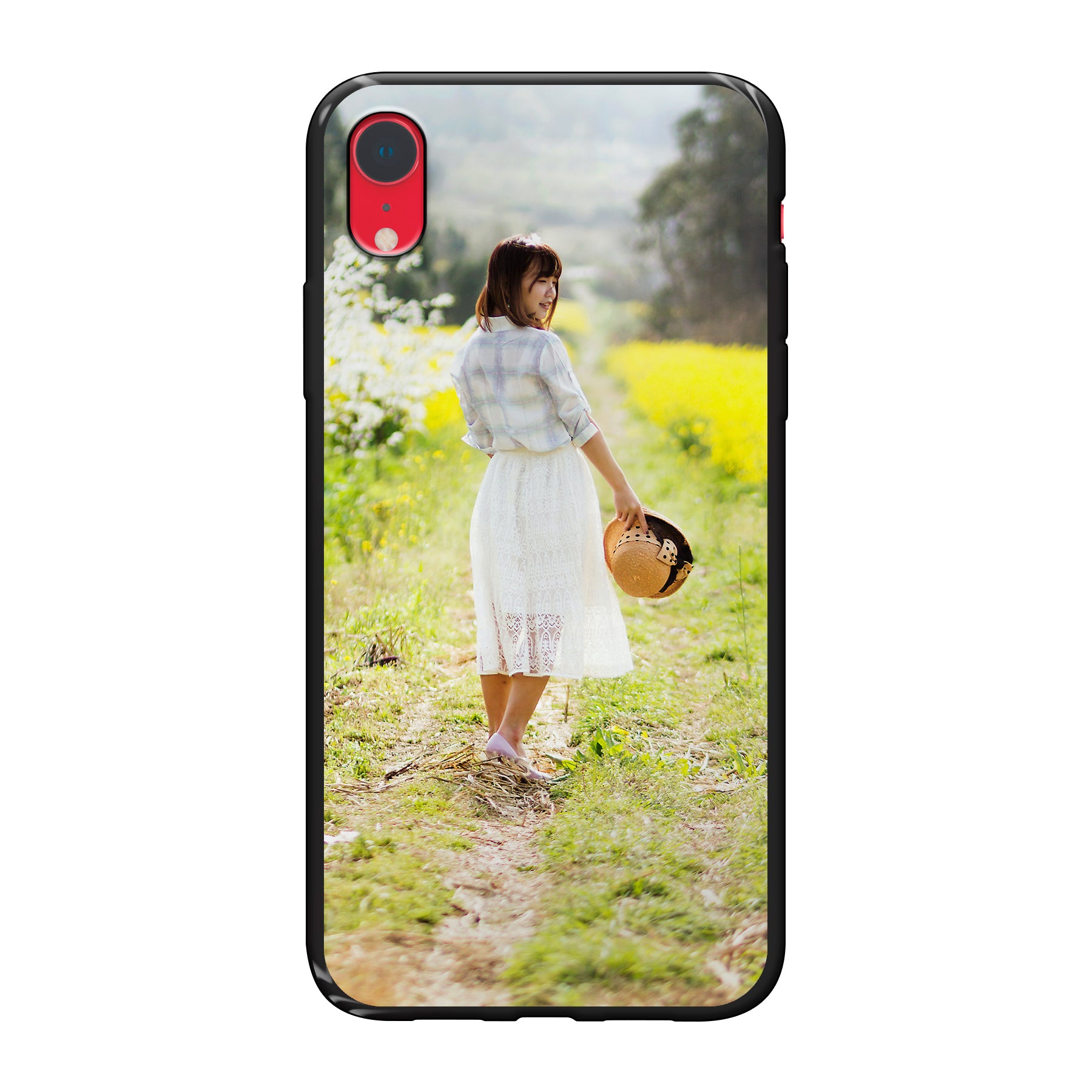 Apple iPhone Xr Zachte hoes (achterkant bedrukt, zwart)