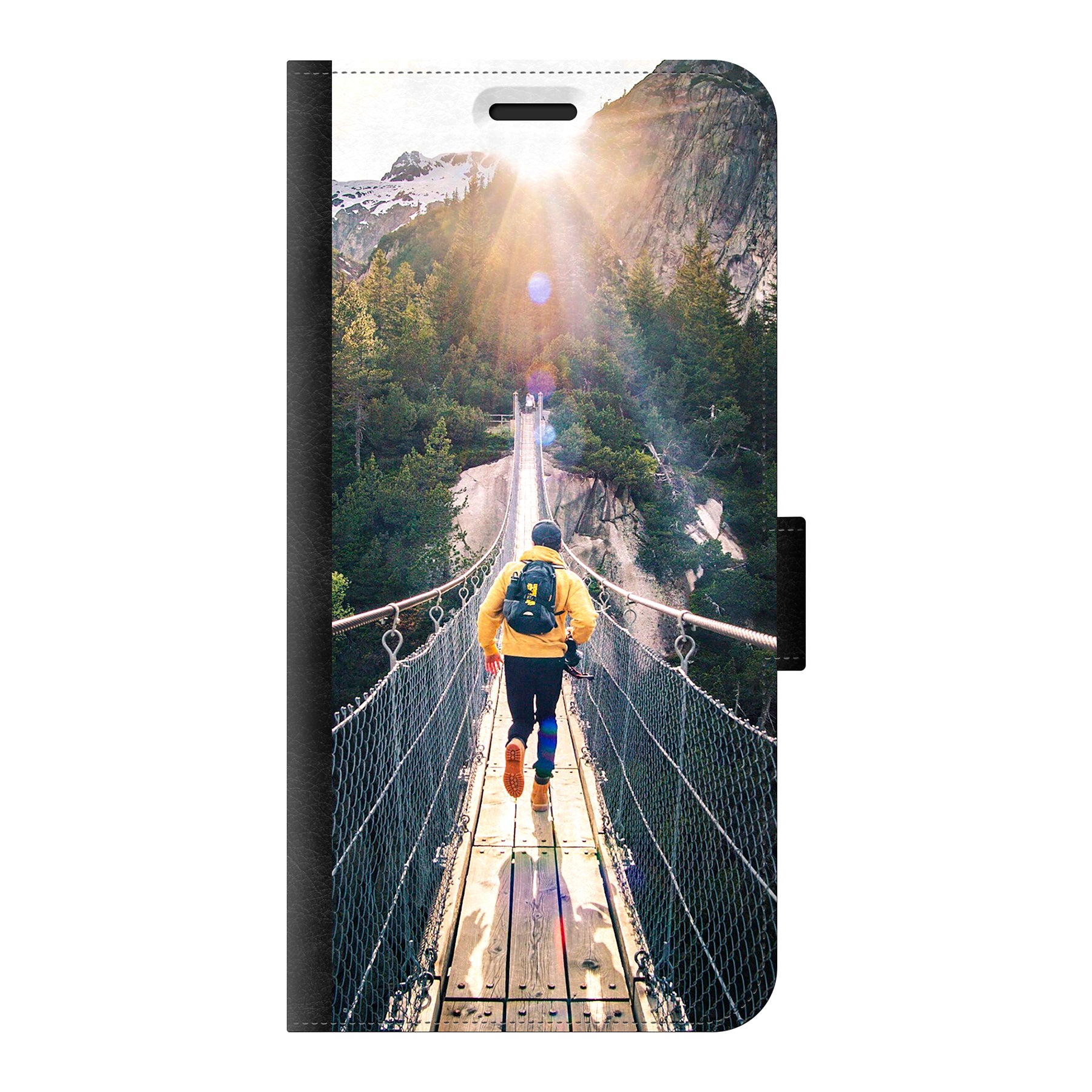 Huawei P20 Lite Wallet hoesje (voorzijde bedrukt, zwart)