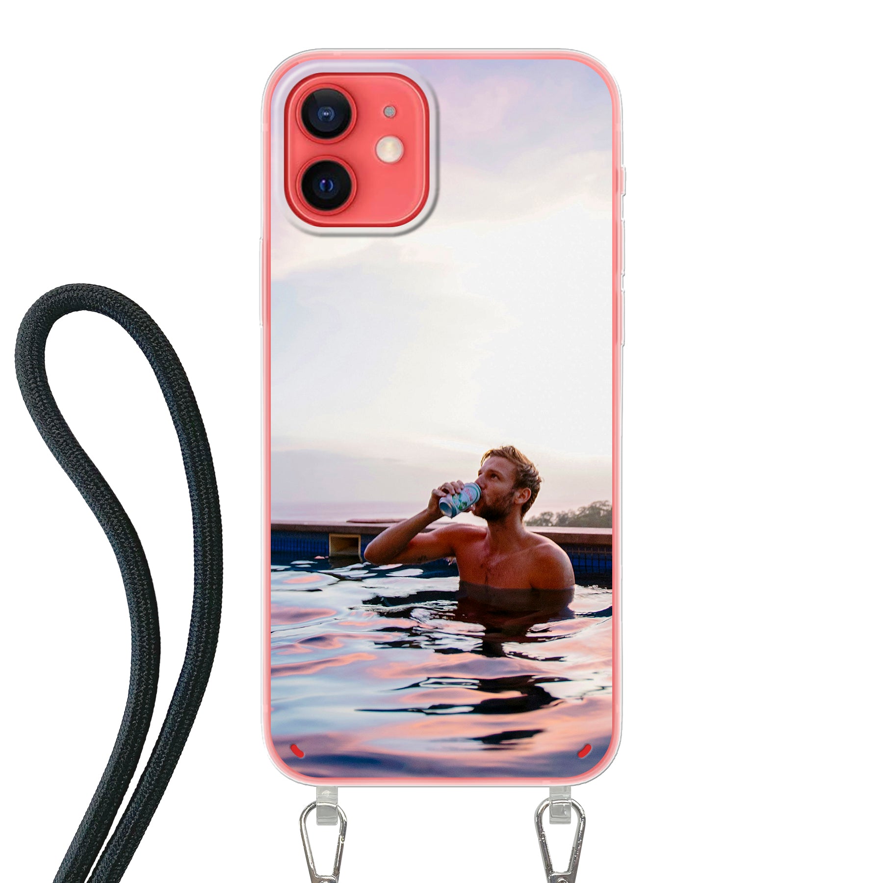 Apple iPhone 12 / iPhone 12 Pro Crossbody hoesje (achterkant bedrukt, transparant)
