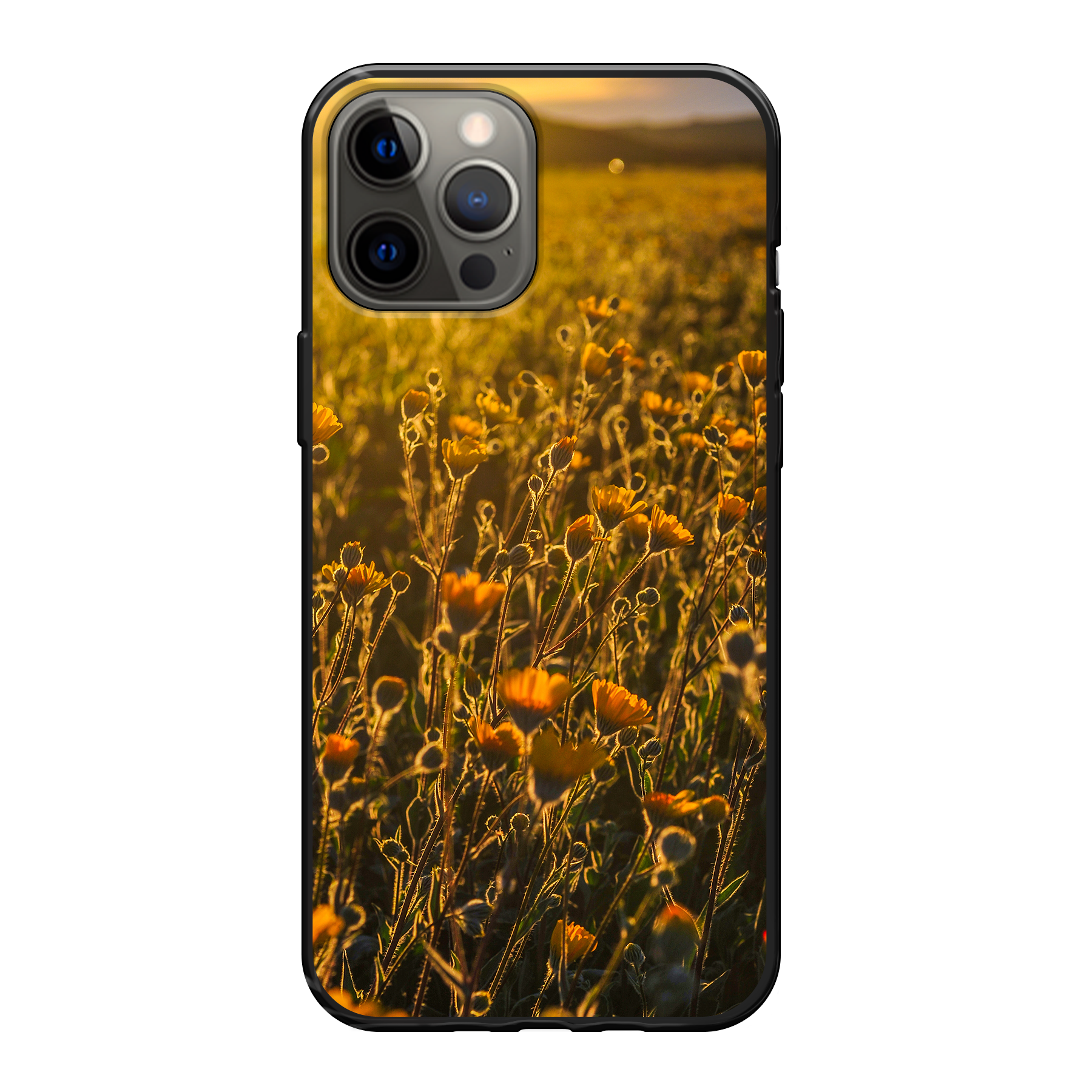 Apple iPhone 12 Pro Max Zachte hoes (achterkant bedrukt, zwart)