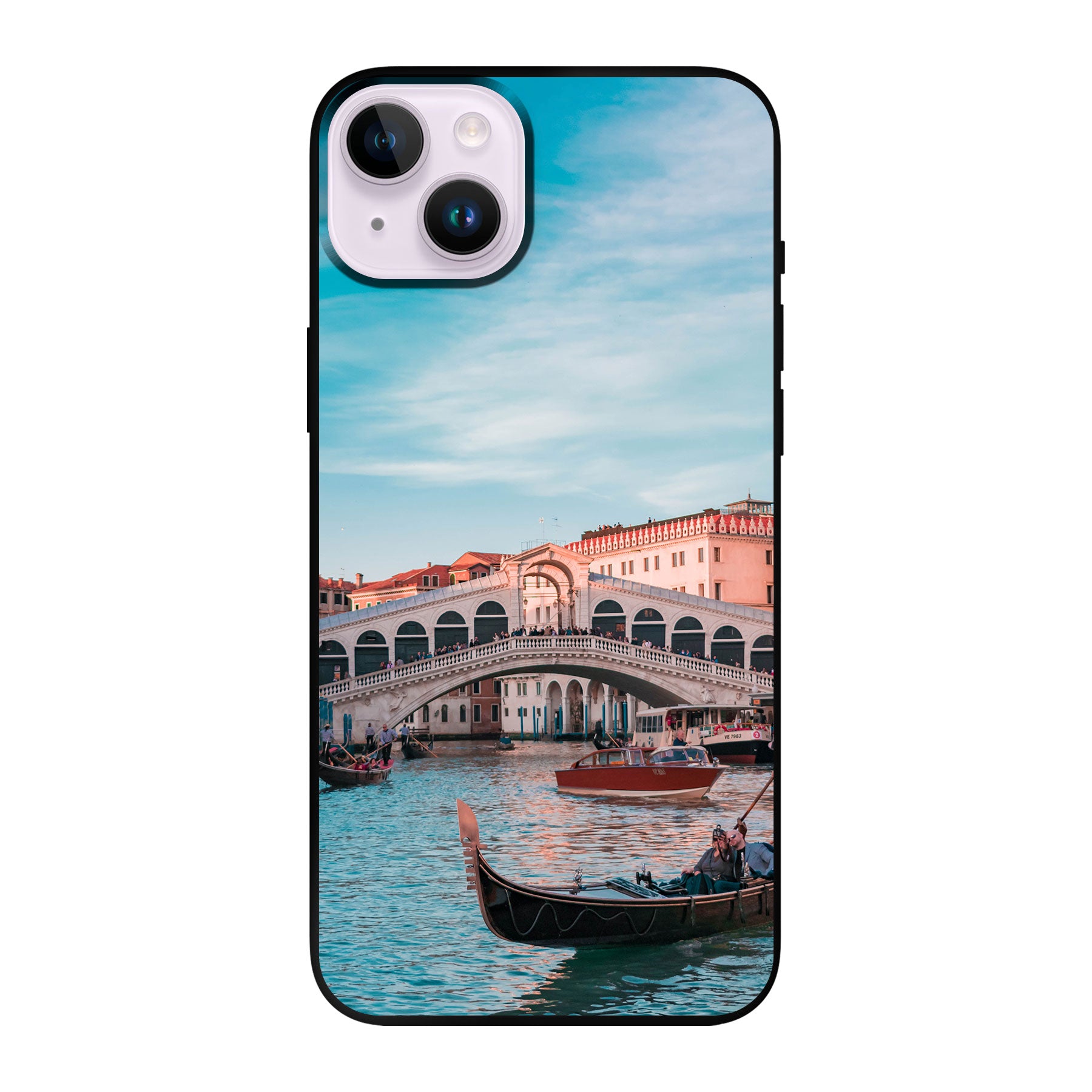 Apple iPhone 14 Plus Zachte hoes (achterkant bedrukt, zwart)