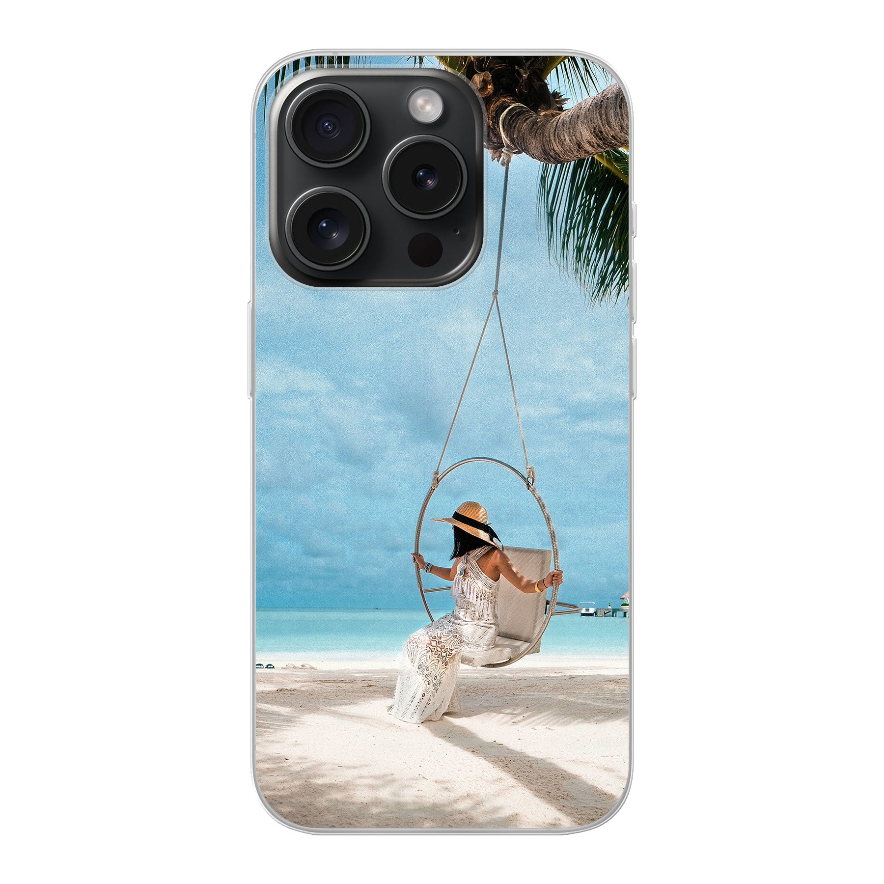 Apple iPhone 15 Pro Zachte hoes (achterkant bedrukt, transparant)