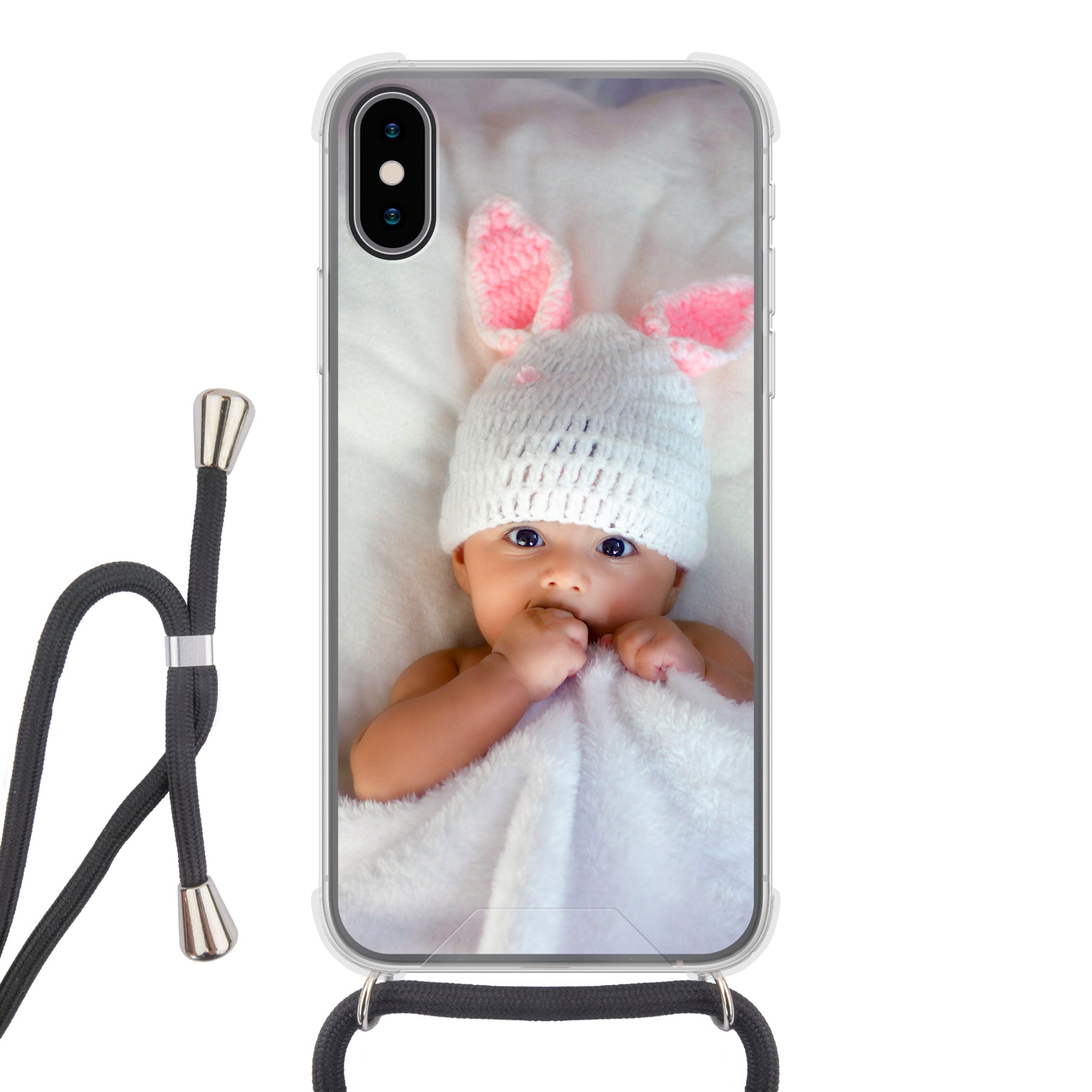 Apple iPhone X / Xs Crossbody hoesje (achterkant bedrukt, transparant)