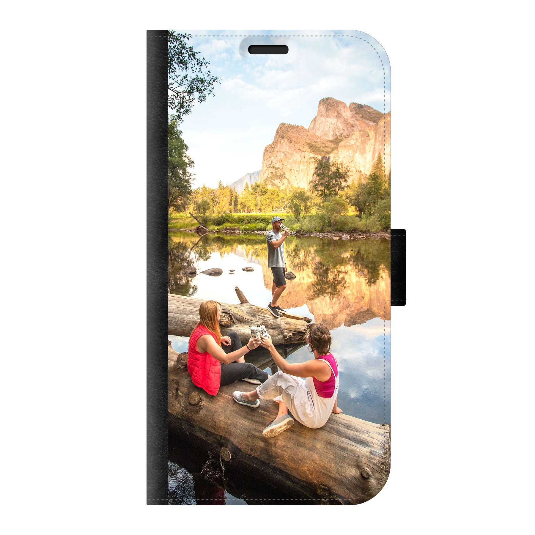 Apple iPhone 13 Wallet hoesje (voorzijde bedrukt, zwart)