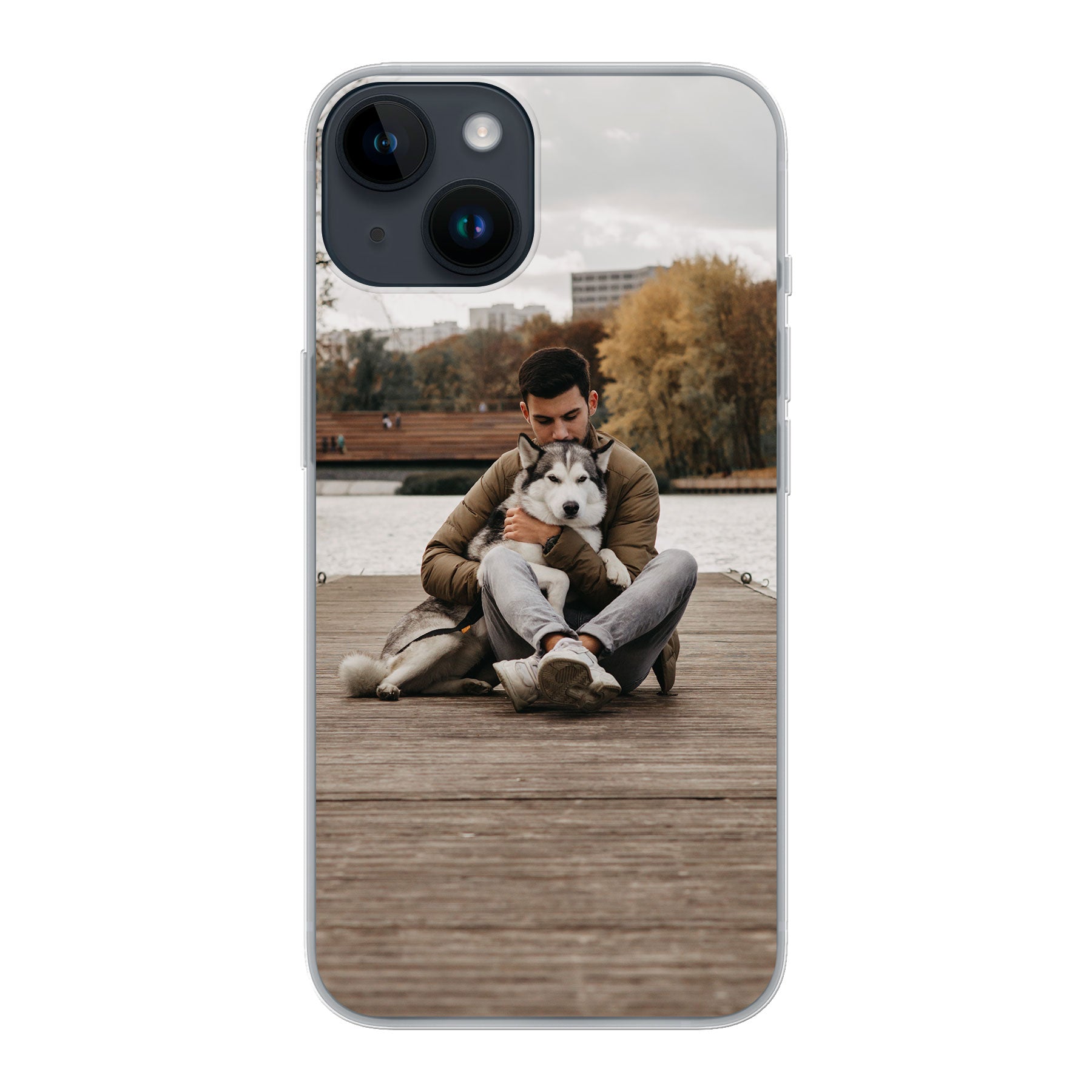 Apple iPhone 14 Zachte hoes (achterkant bedrukt, transparant)