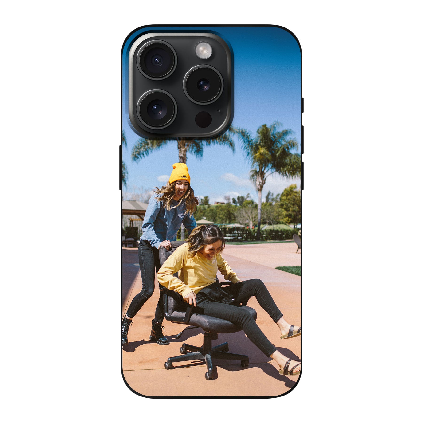 Apple iPhone 15 Pro Zachte hoes (achterkant bedrukt, zwart)