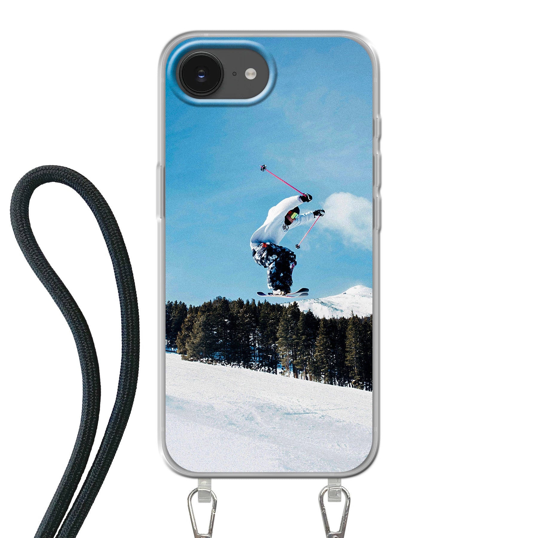 Apple iPhone 16e Crossbody hoesje (achterkant bedrukt, transparant)