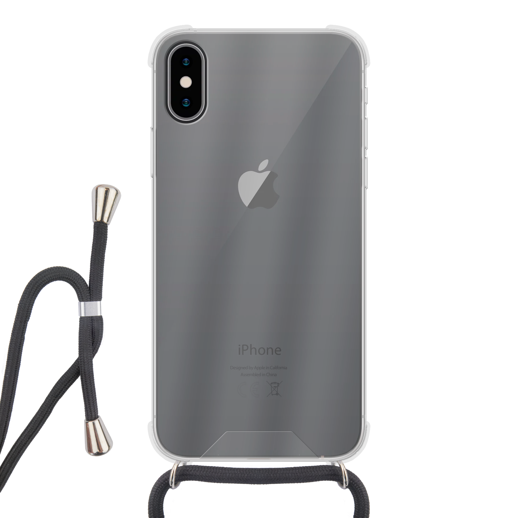 Apple iPhone X / Xs Crossbody hoesje (achterkant bedrukt, transparant)