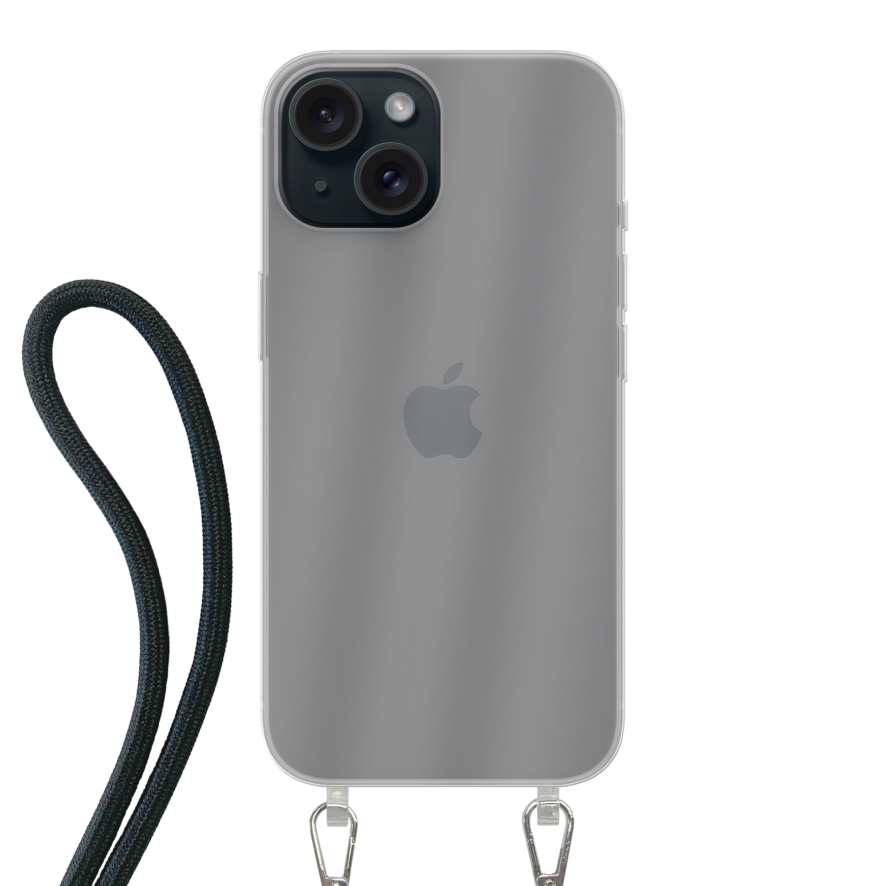 Apple iPhone 15 Crossbody hoesje (achterkant bedrukt, transparant)