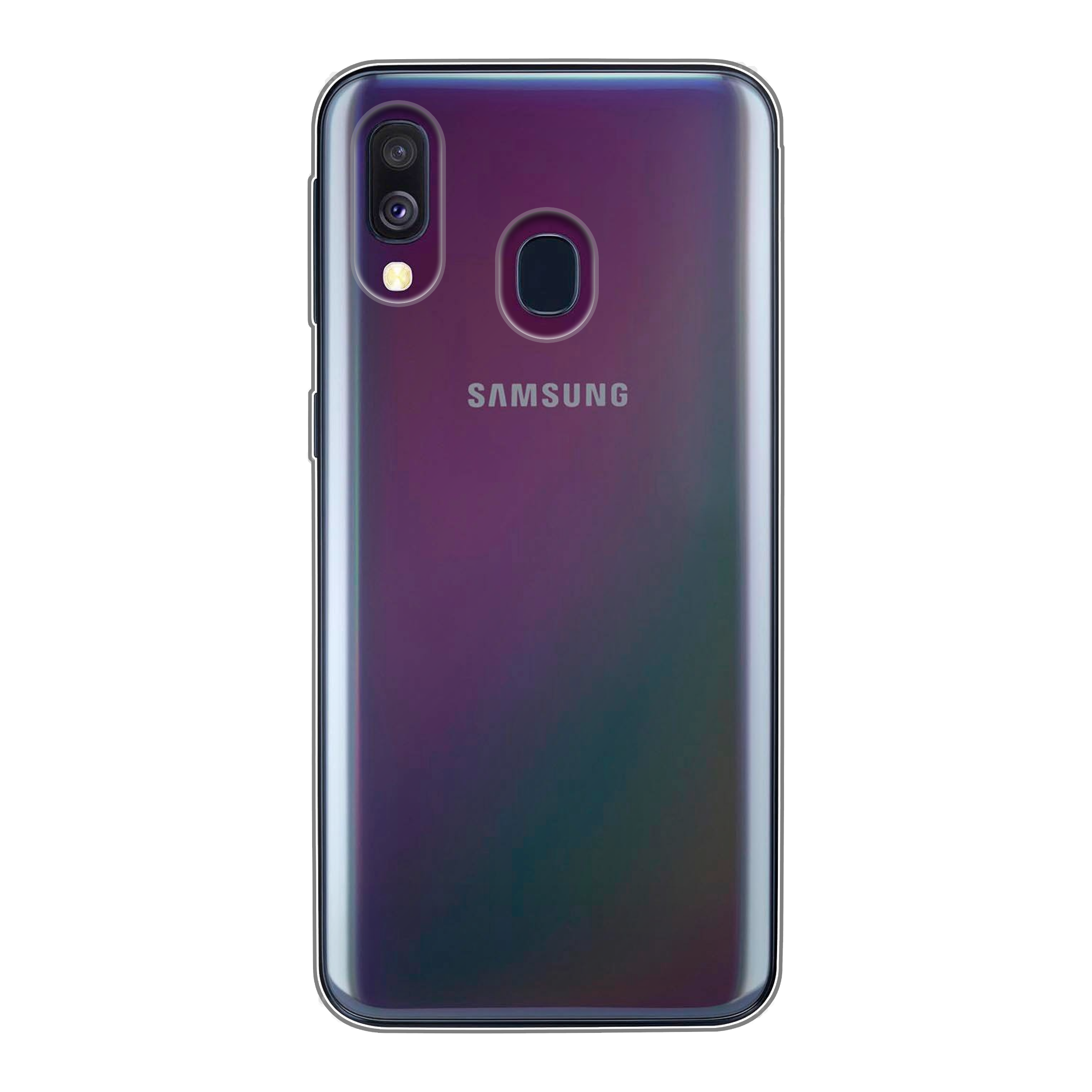 Samsung Galaxy A40 Soft Case (achterkant bedrukt, transparant)