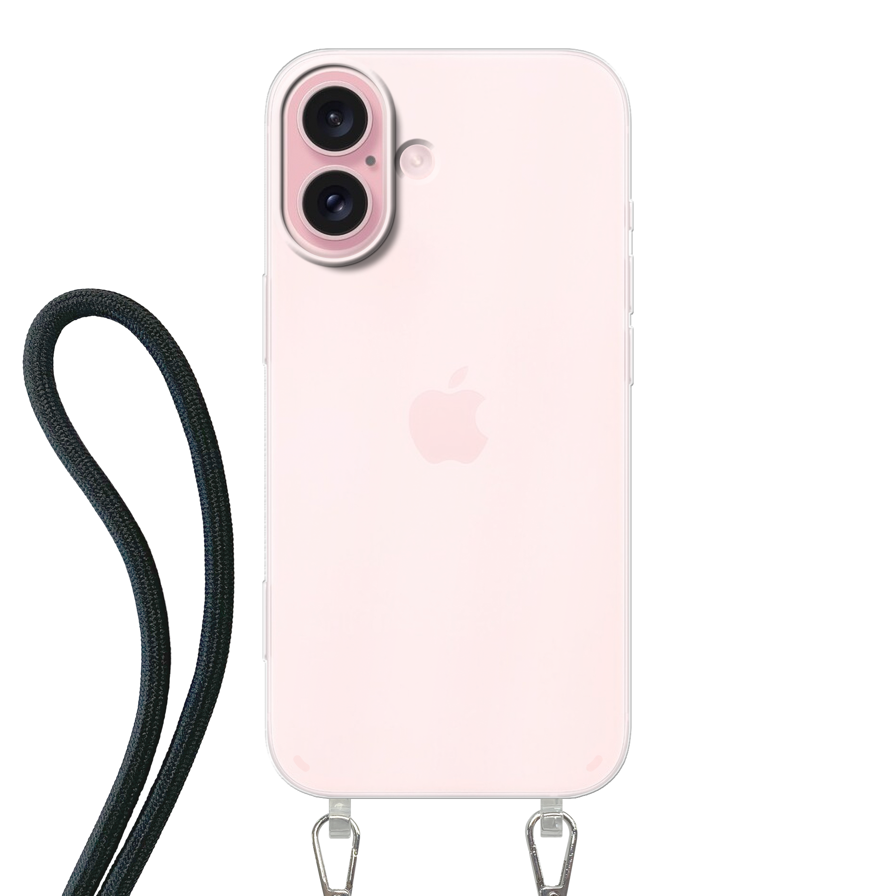 Apple iPhone 16 Crossbody hoesje (achterkant bedrukt, transparant)