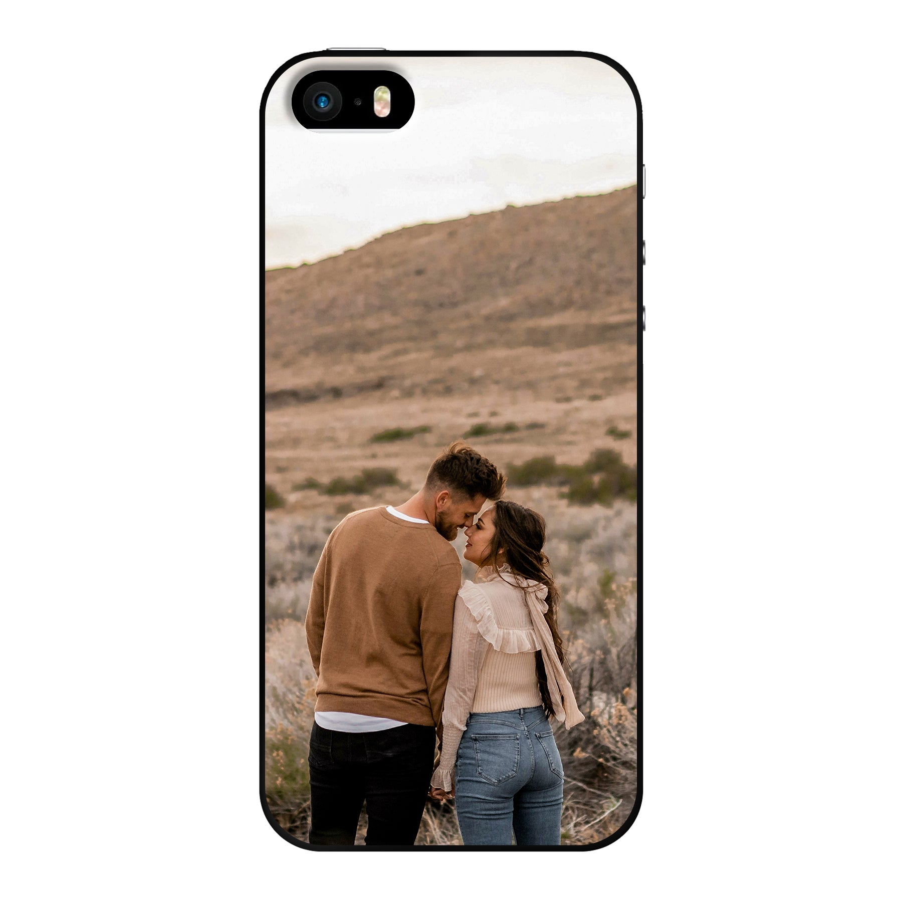 Apple iPhone 5 / 5s / SE (2016) Zachte hoes (achterkant bedrukt, zwart)