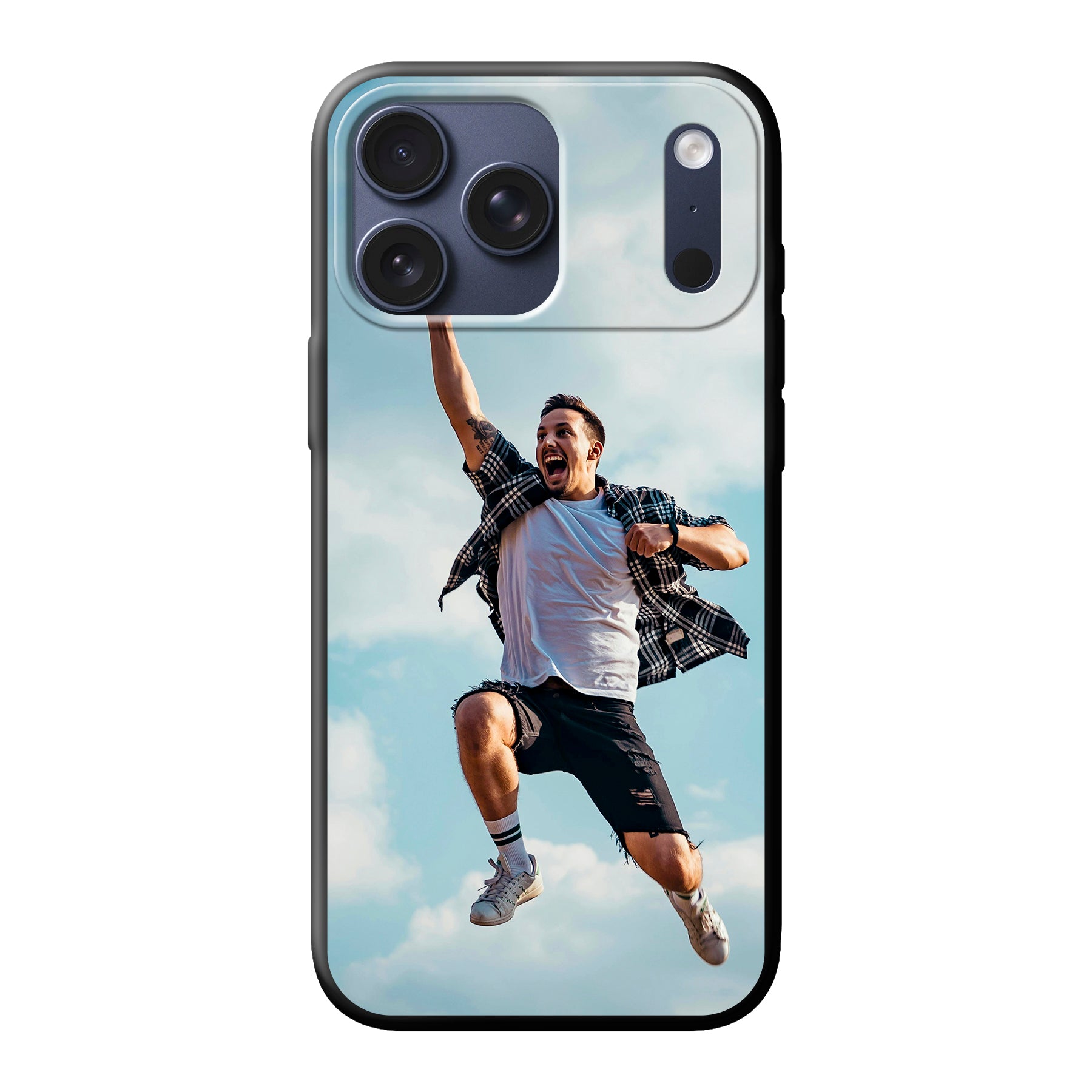 Apple iPhone 17 Pro Max Zachte hoes (achterkant bedrukt, zwart)