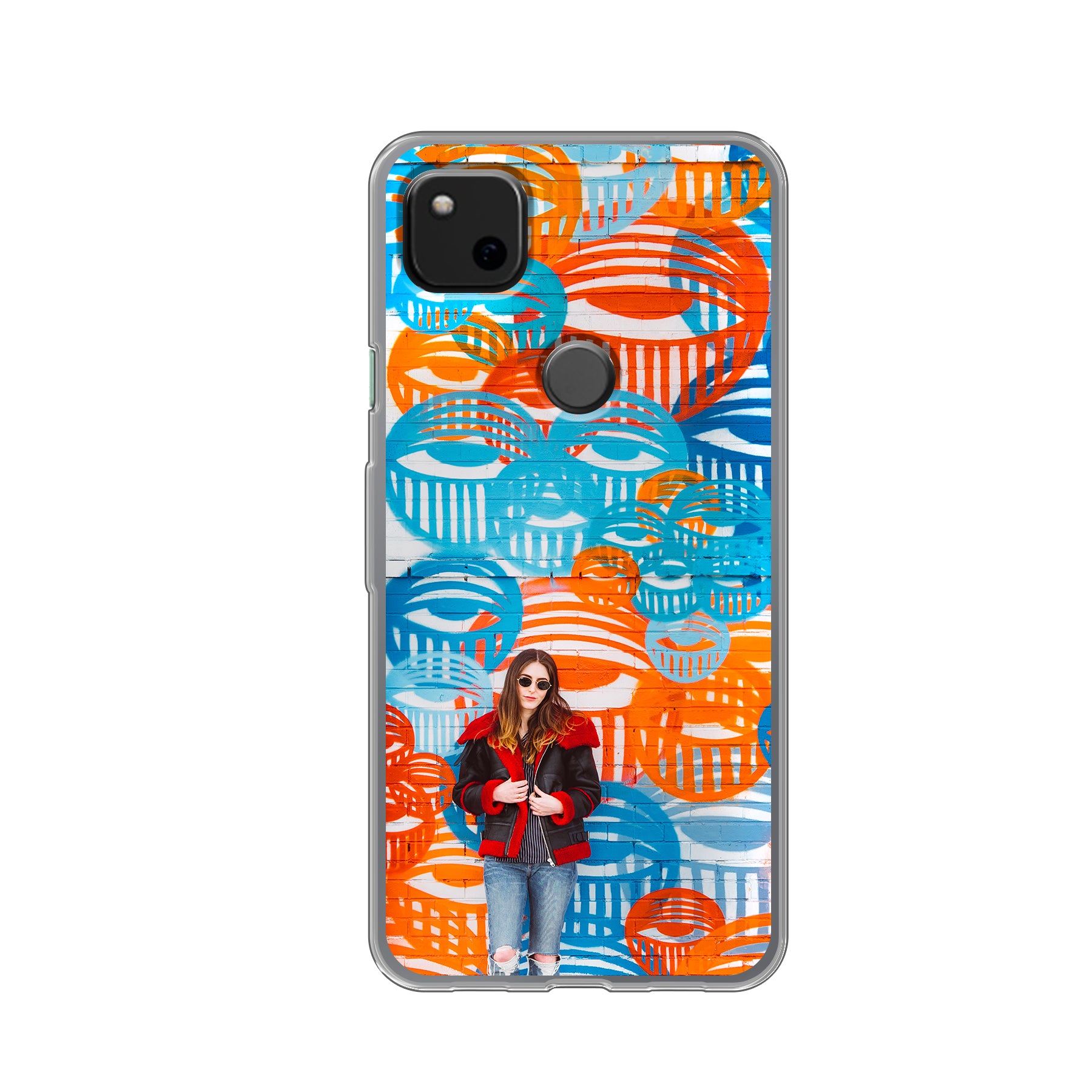 Google Pixel 4a Zachte hoes (achterkant bedrukt, transparant)