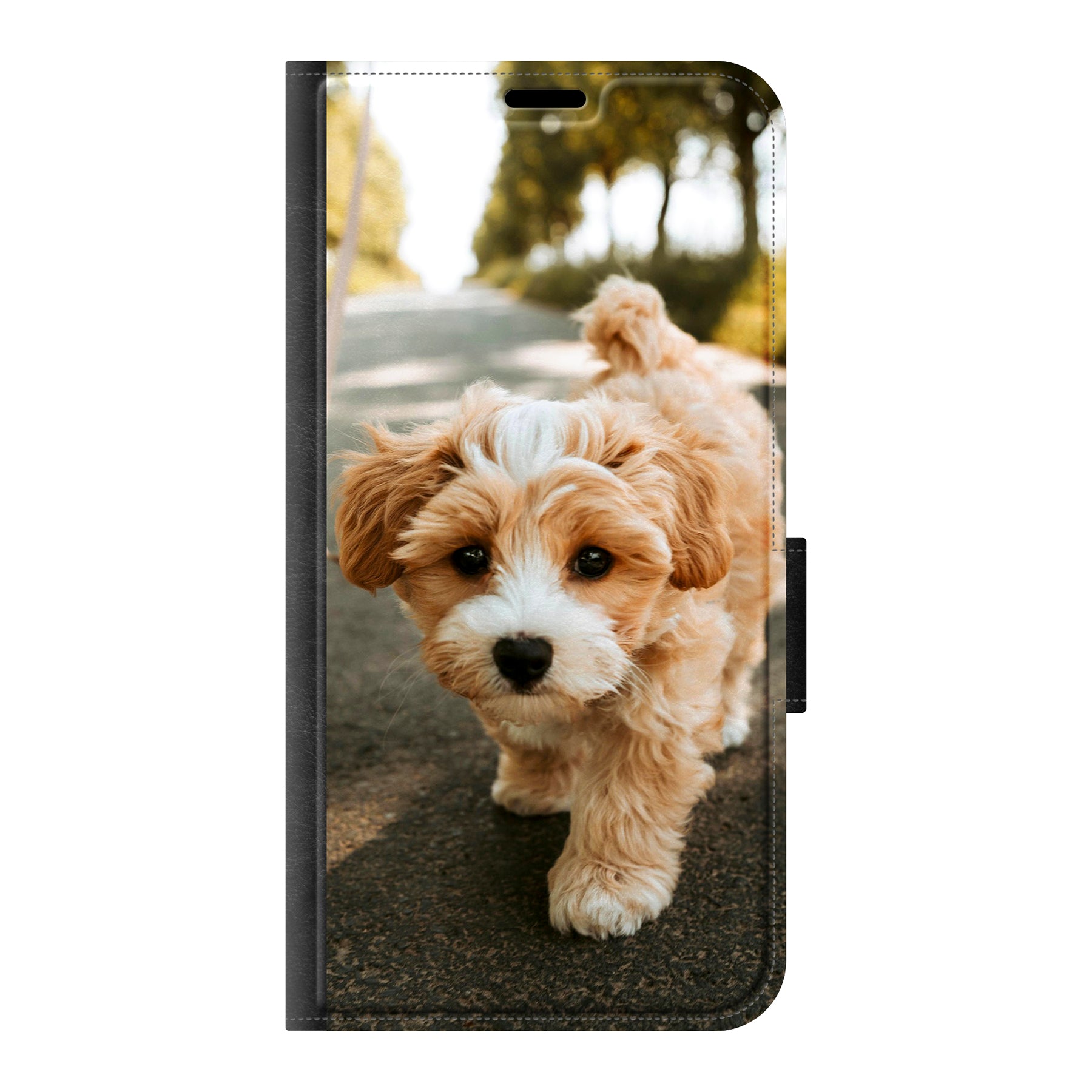 Apple iPhone 17 Wallet hoesje (voorzijde bedrukt, zwart)