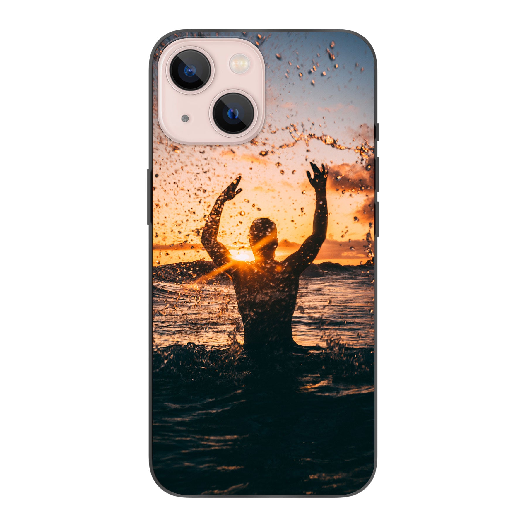 Apple iPhone 13 Zachte hoes (achterkant bedrukt, zwart)