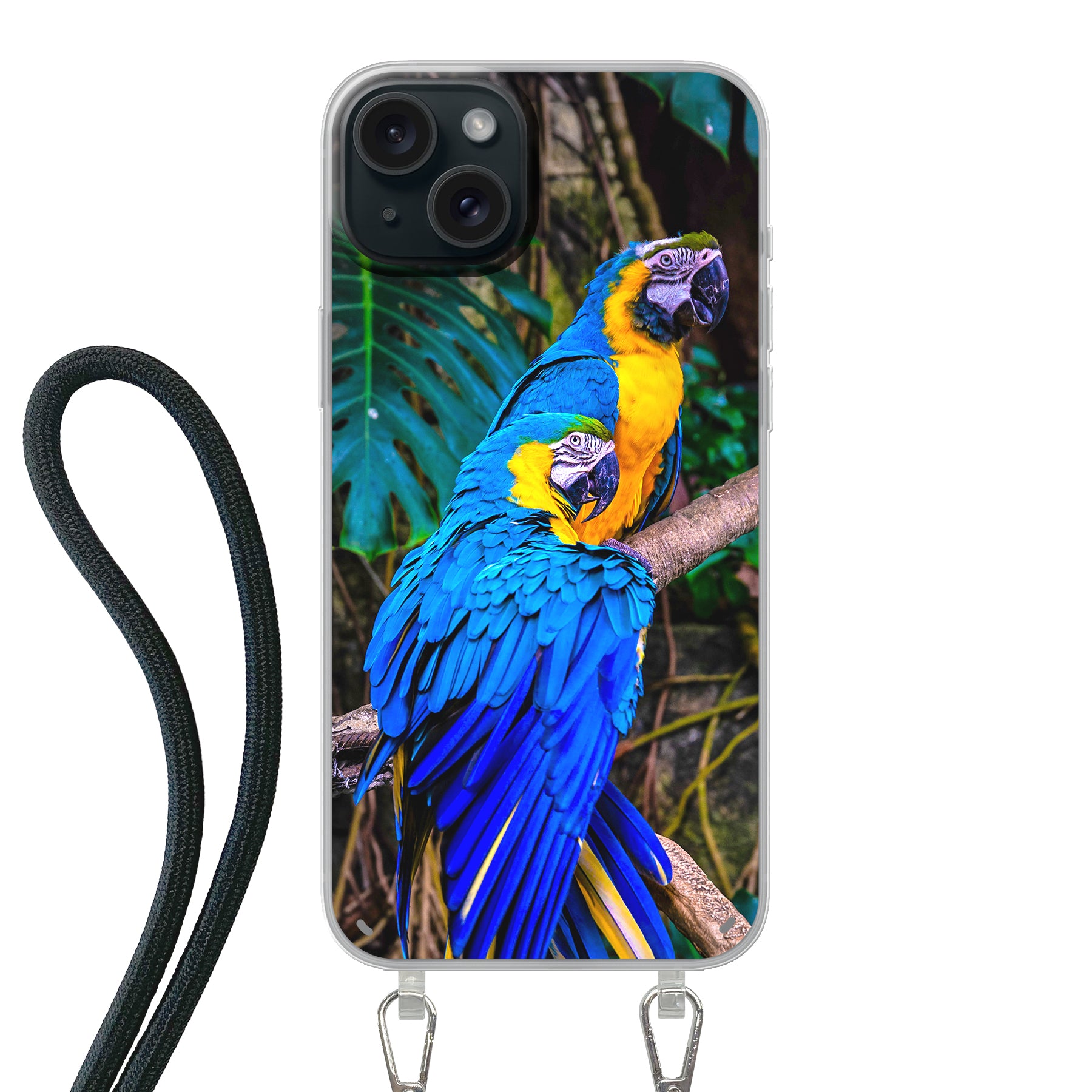 Apple iPhone 15 Plus Crossbody hoesje (achterkant bedrukt, transparant)