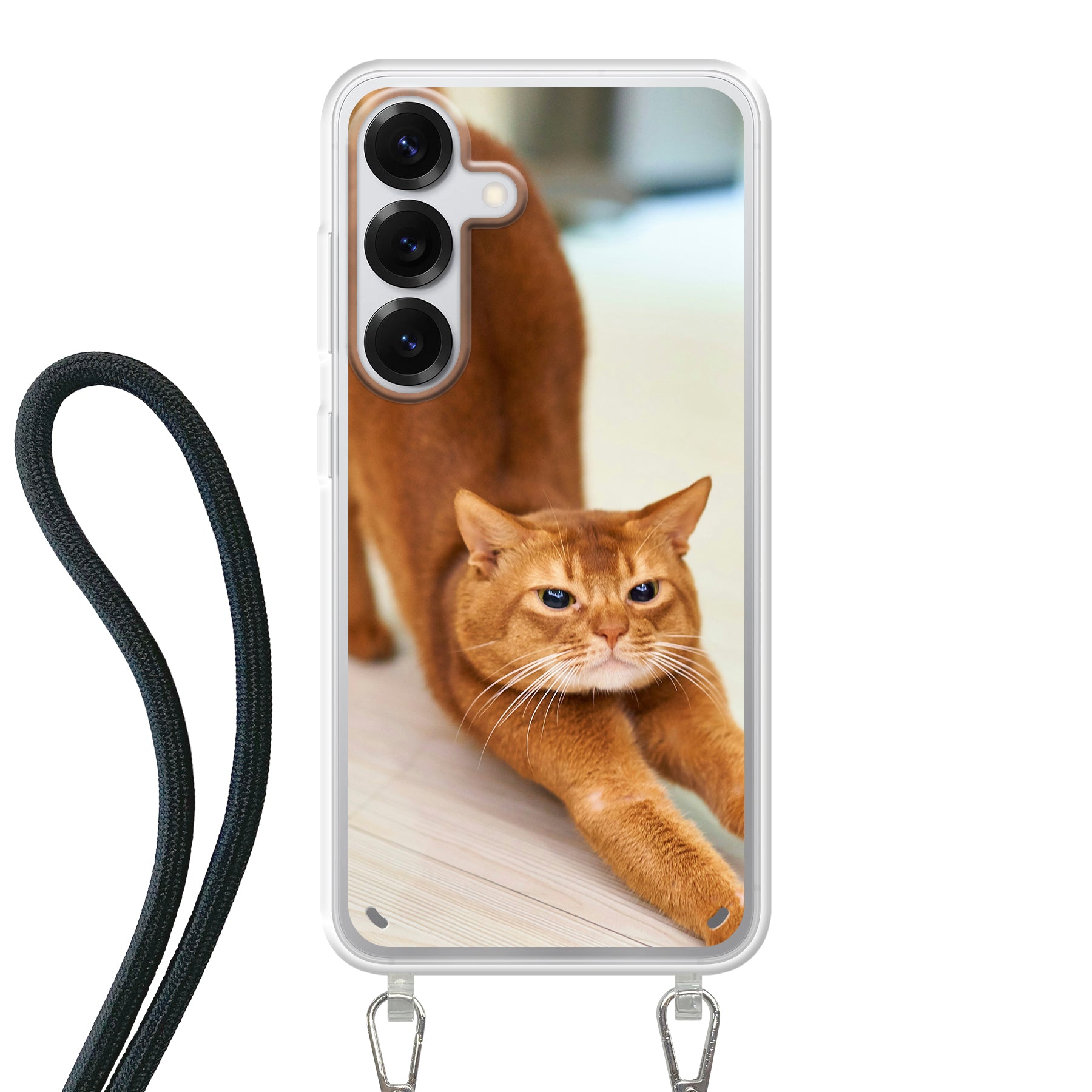 Samsung Galaxy S25 Crossbody hoesje (achterkant bedrukt, transparant)
