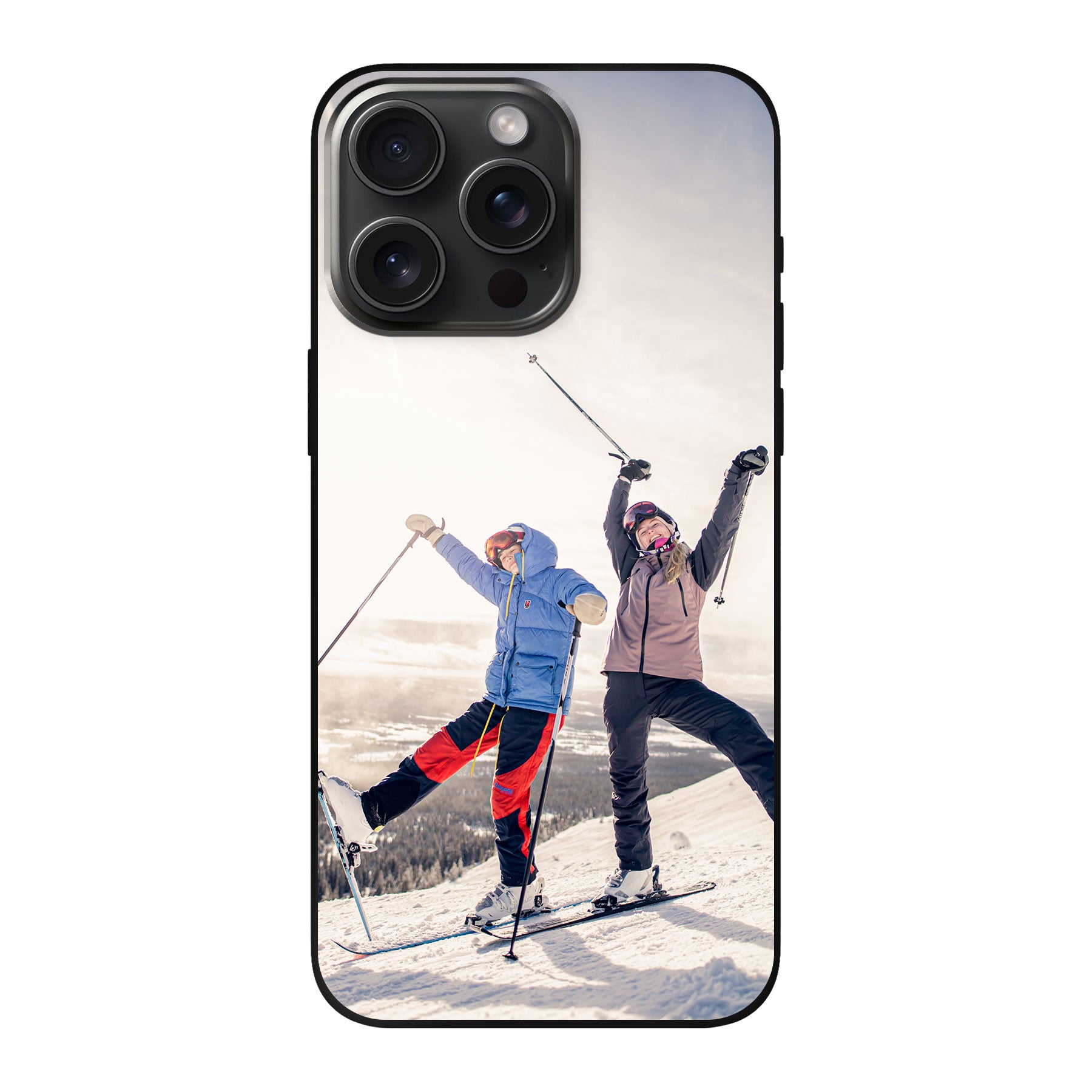 Apple iPhone 15 Pro Max Zachte hoes (achterkant bedrukt, zwart)