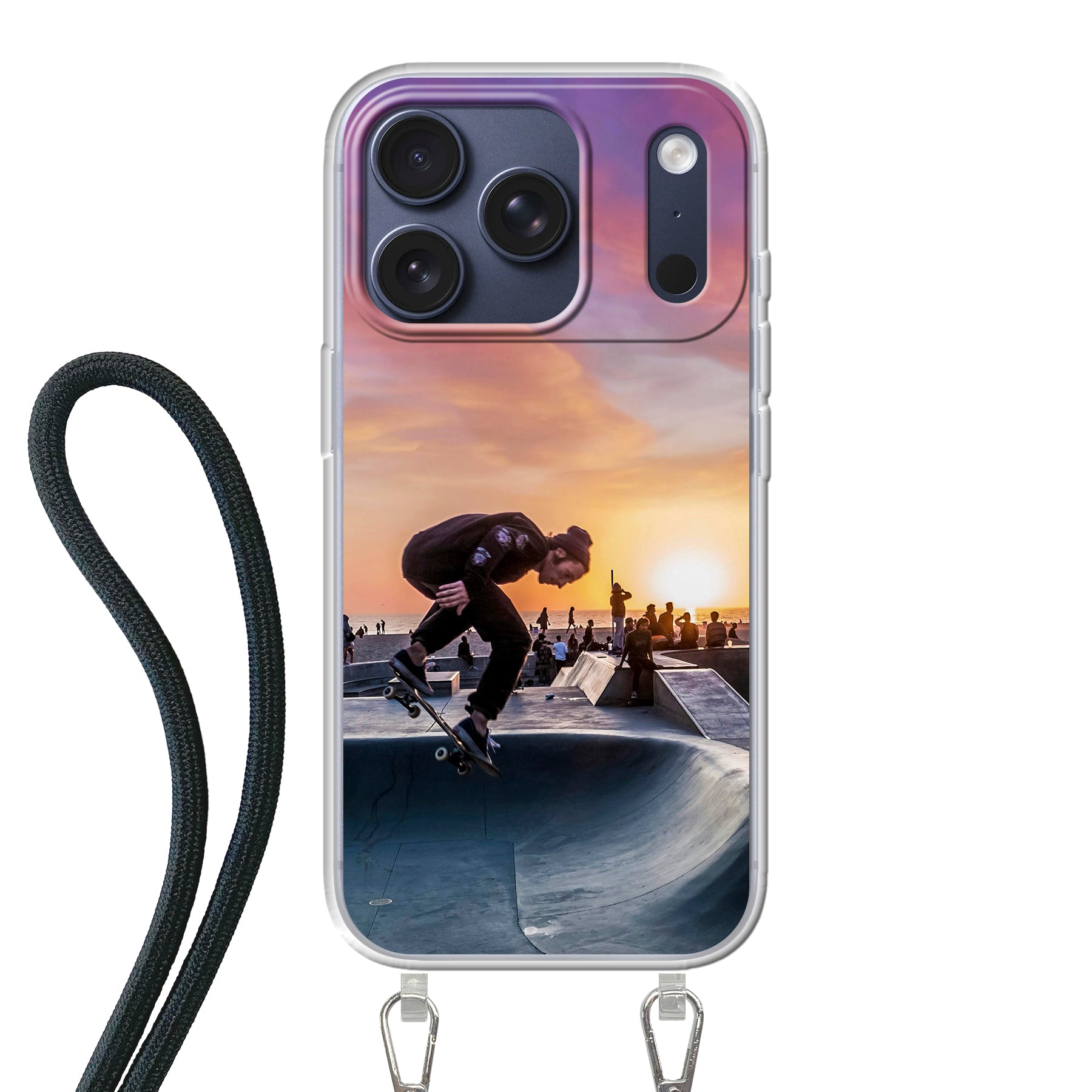 Apple iPhone 17 Pro Crossbody hoesje (achterkant bedrukt, transparant)
