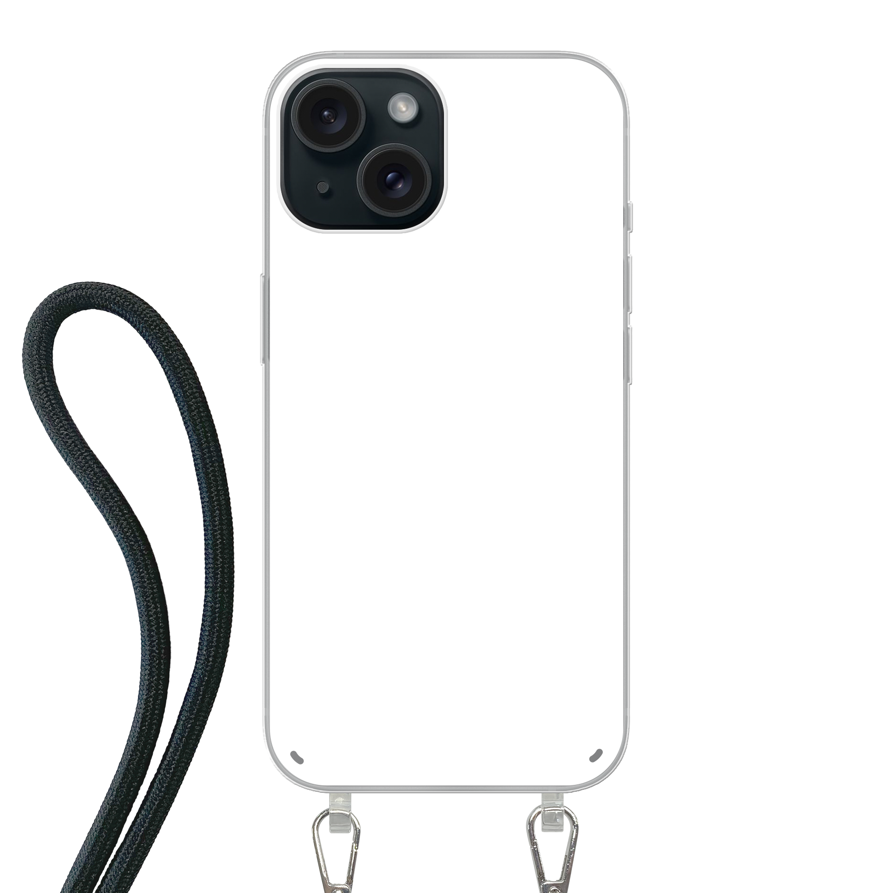 Apple iPhone 15 Crossbody hoesje (achterkant bedrukt, transparant)