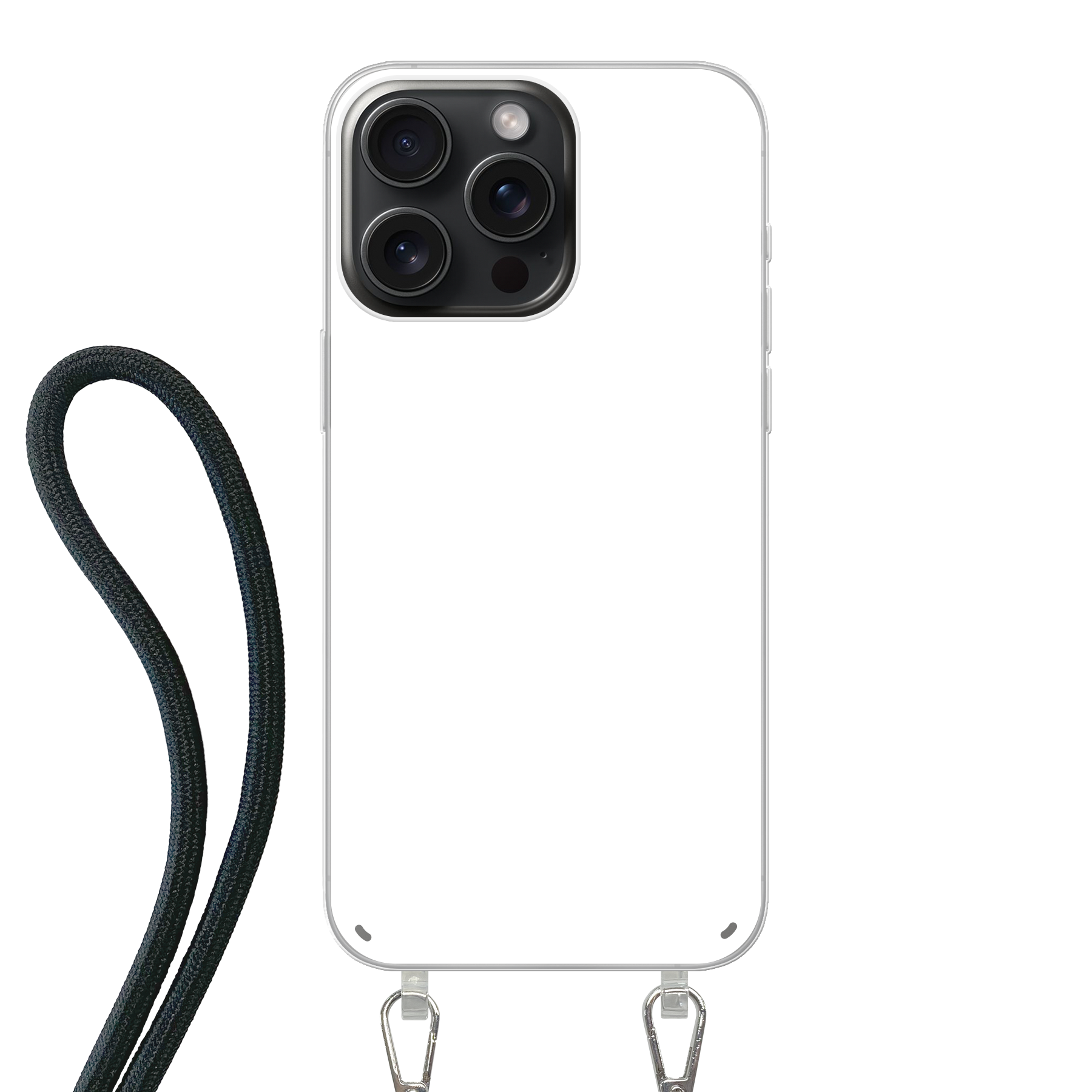 Apple iPhone 15 Pro Max Crossbody hoesje (achterkant bedrukt, transparant)