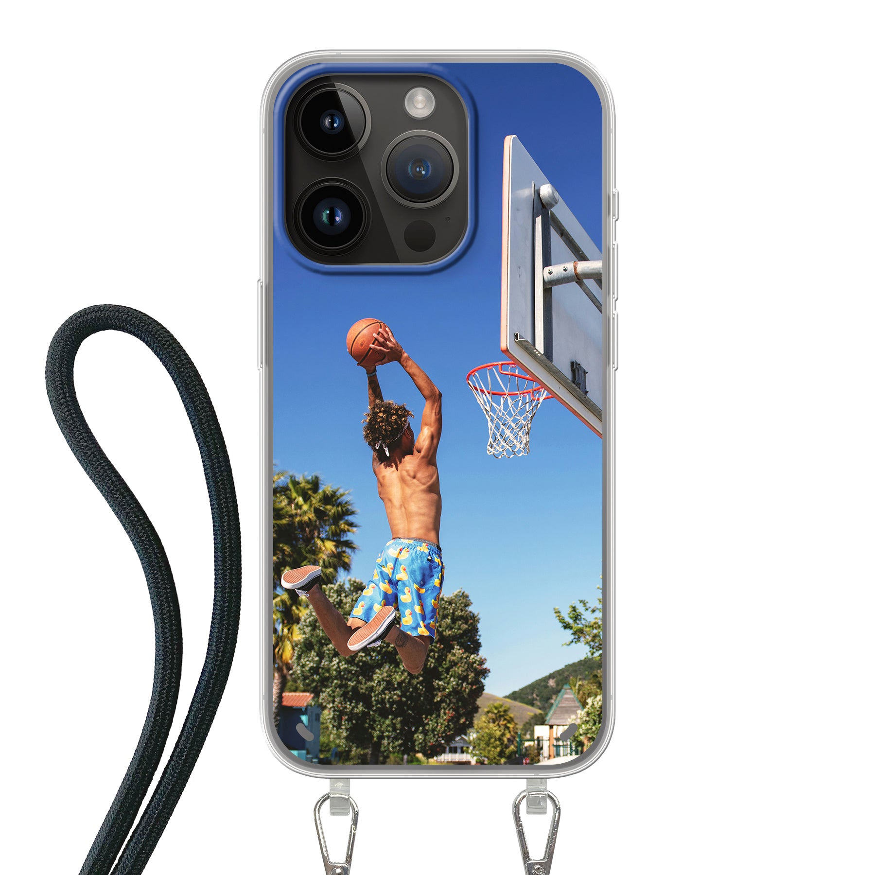 Apple iPhone 14 Pro Crossbody hoesje (achterkant bedrukt, transparant)