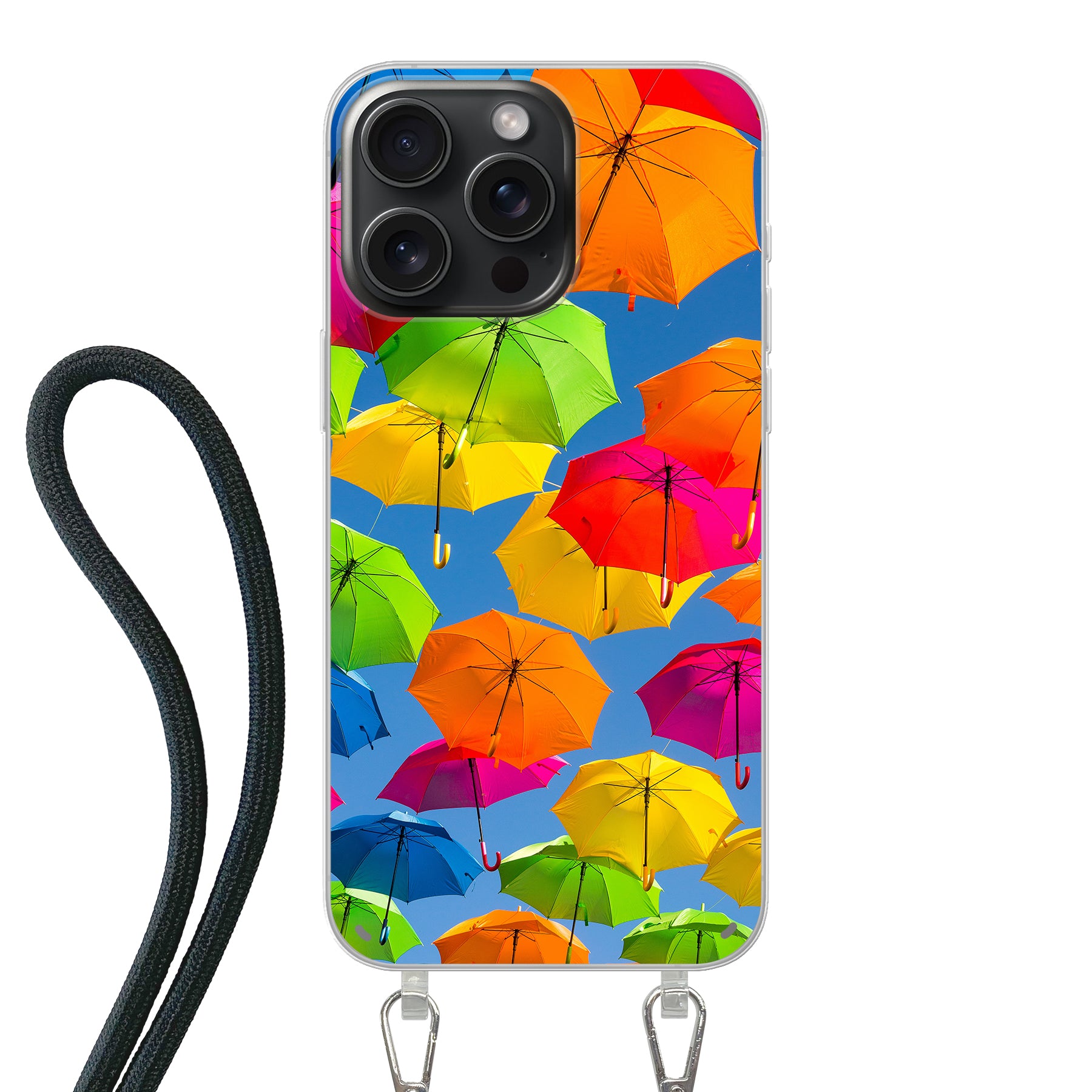 Apple iPhone 15 Pro Max Crossbody hoesje (achterkant bedrukt, transparant)