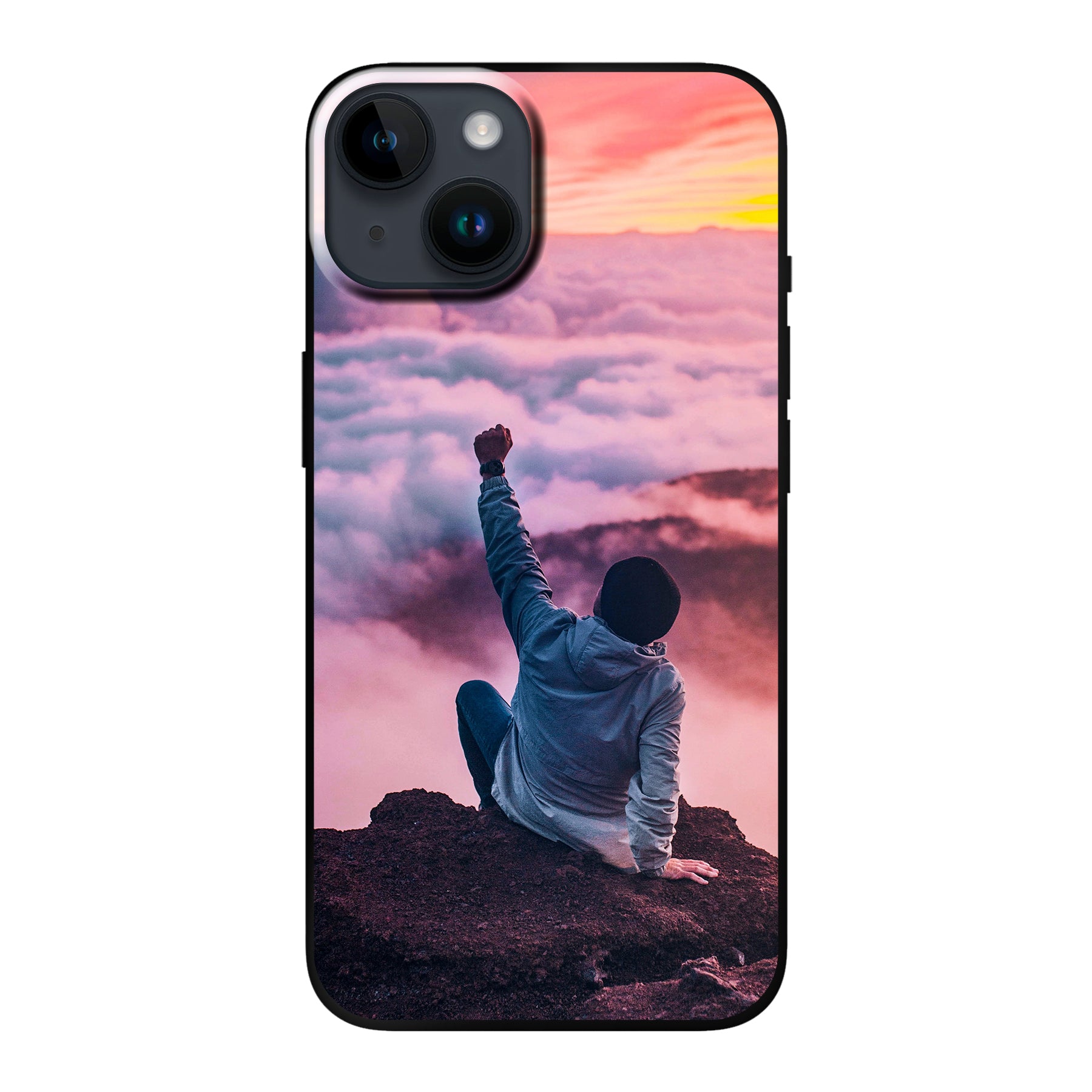 Apple iPhone 14 Zachte hoes (achterkant bedrukt, zwart)