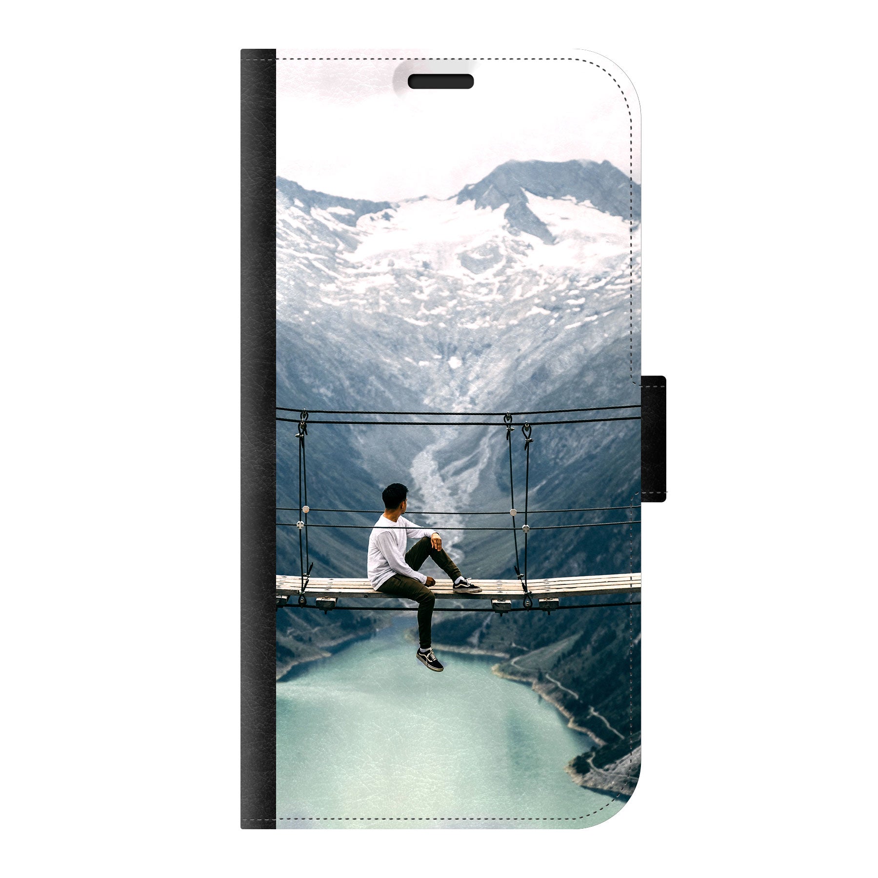 Apple iPhone 14 Plus Wallet hoesje (voorzijde bedrukt, zwart)