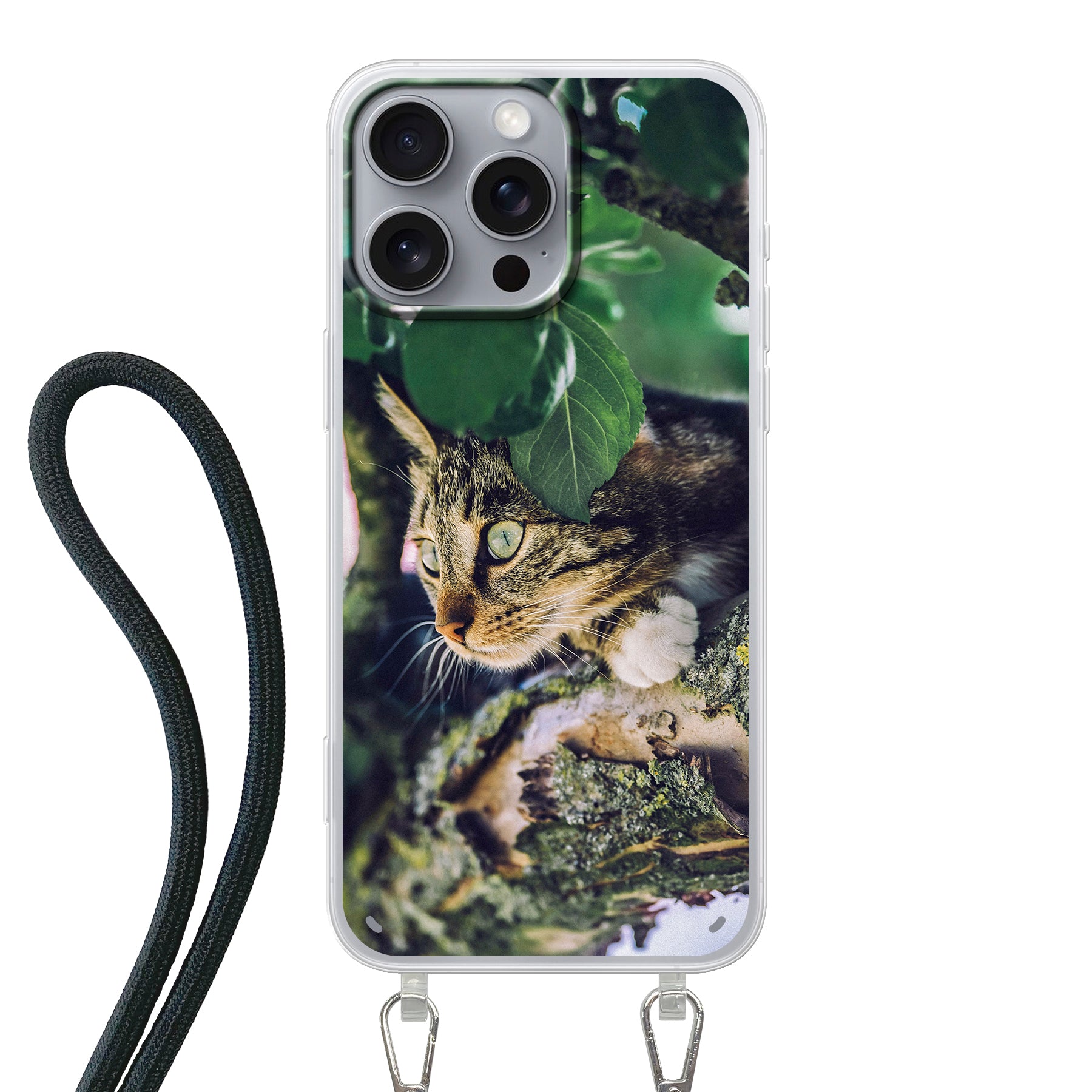Apple iPhone 16 Pro Max Crossbody case (back printed, transparent)